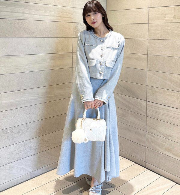  「【miyabi企画】パール釦ツイードノーカラージャケット」|テーラードジャケット|