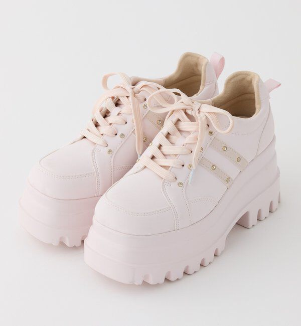  「【ピンク・ブラウン・ブラック】ビジュー付きトリプルソールスニーカー」|その他|