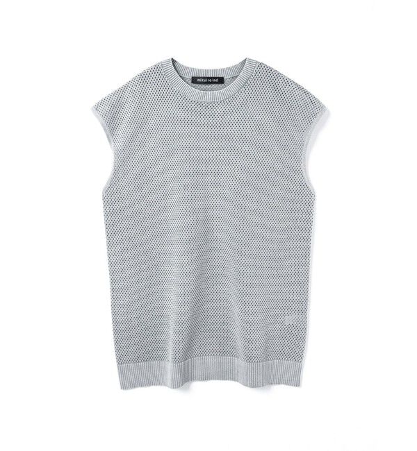 mizuiro ind「mizuiro ind ストーンウォッシュメッシュロングベスト」|ベスト・ジレ|