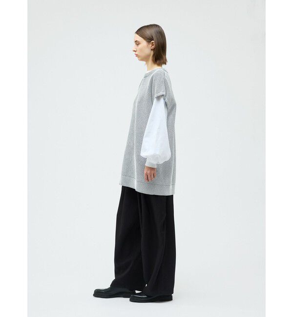 mizuiro ind「mizuiro ind ストーンウォッシュメッシュロングベスト」|ベスト・ジレ|