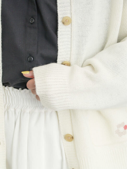 Samansa Mos2「花刺繍入りカーディガン」|カーディガン|