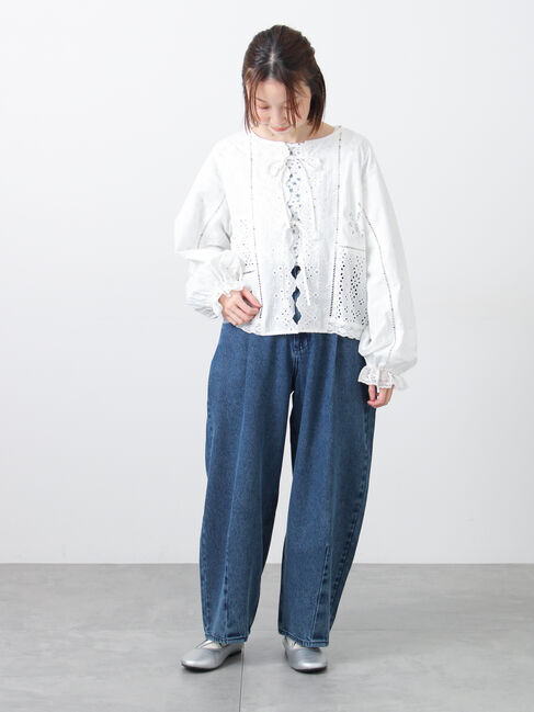 Samansa Mos2「花柄パターンメッシュレース付ノースリーブ」|Tシャツ・カットソー|