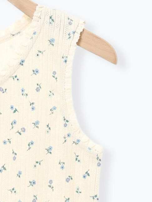 Samansa Mos2「花柄パターンメッシュレース付ノースリーブ」|Tシャツ・カットソー|