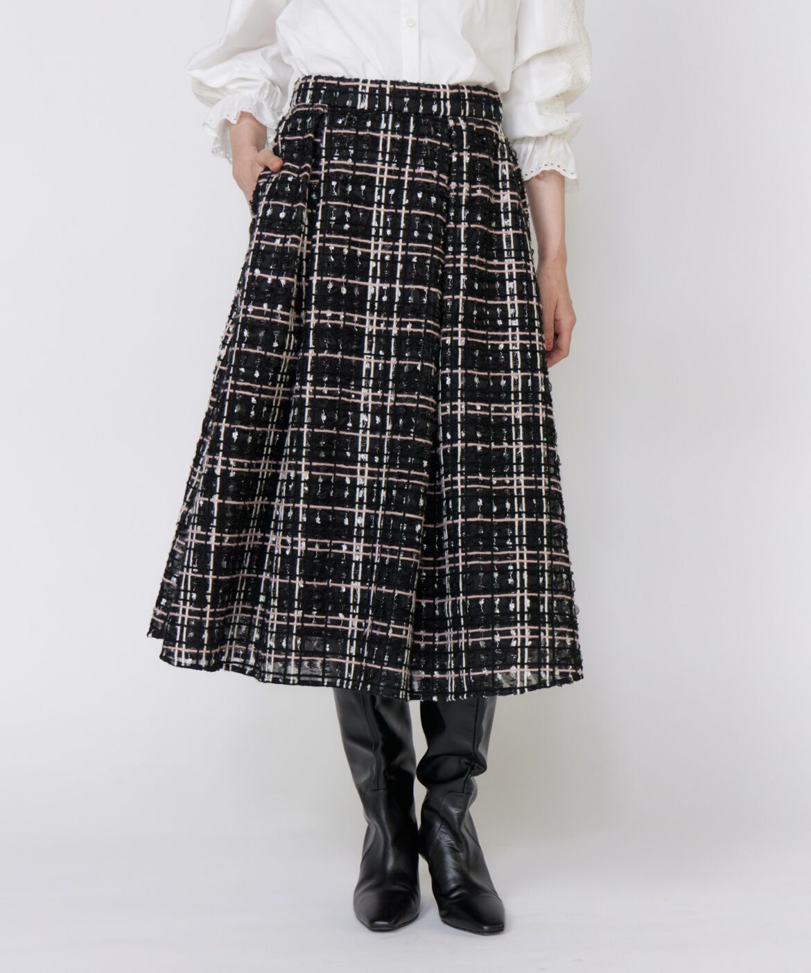 Maglie le cassetto「チュールチェックタックスカート」|フレア|