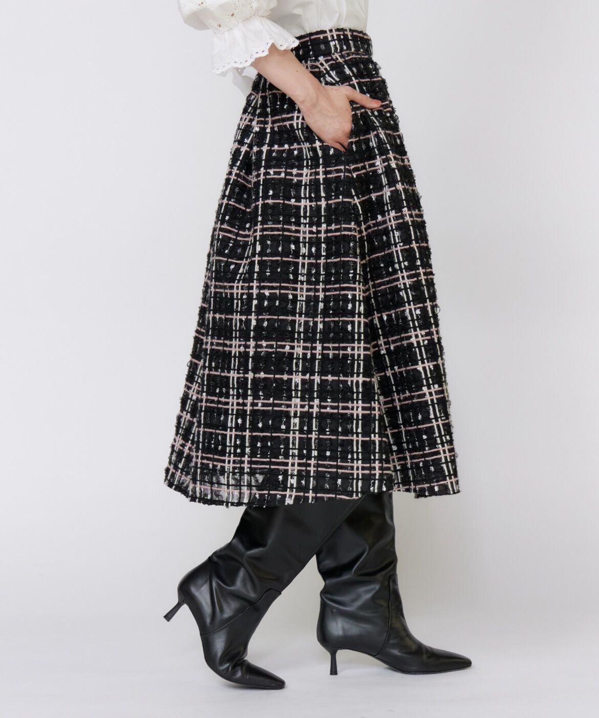 Maglie le cassetto「チュールチェックタックスカート」|フレア|