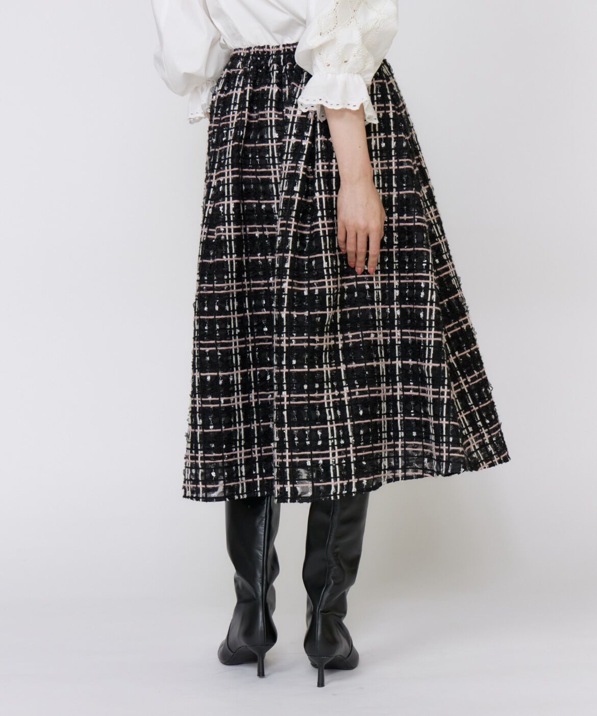 Maglie le cassetto「チュールチェックタックスカート」|フレア|