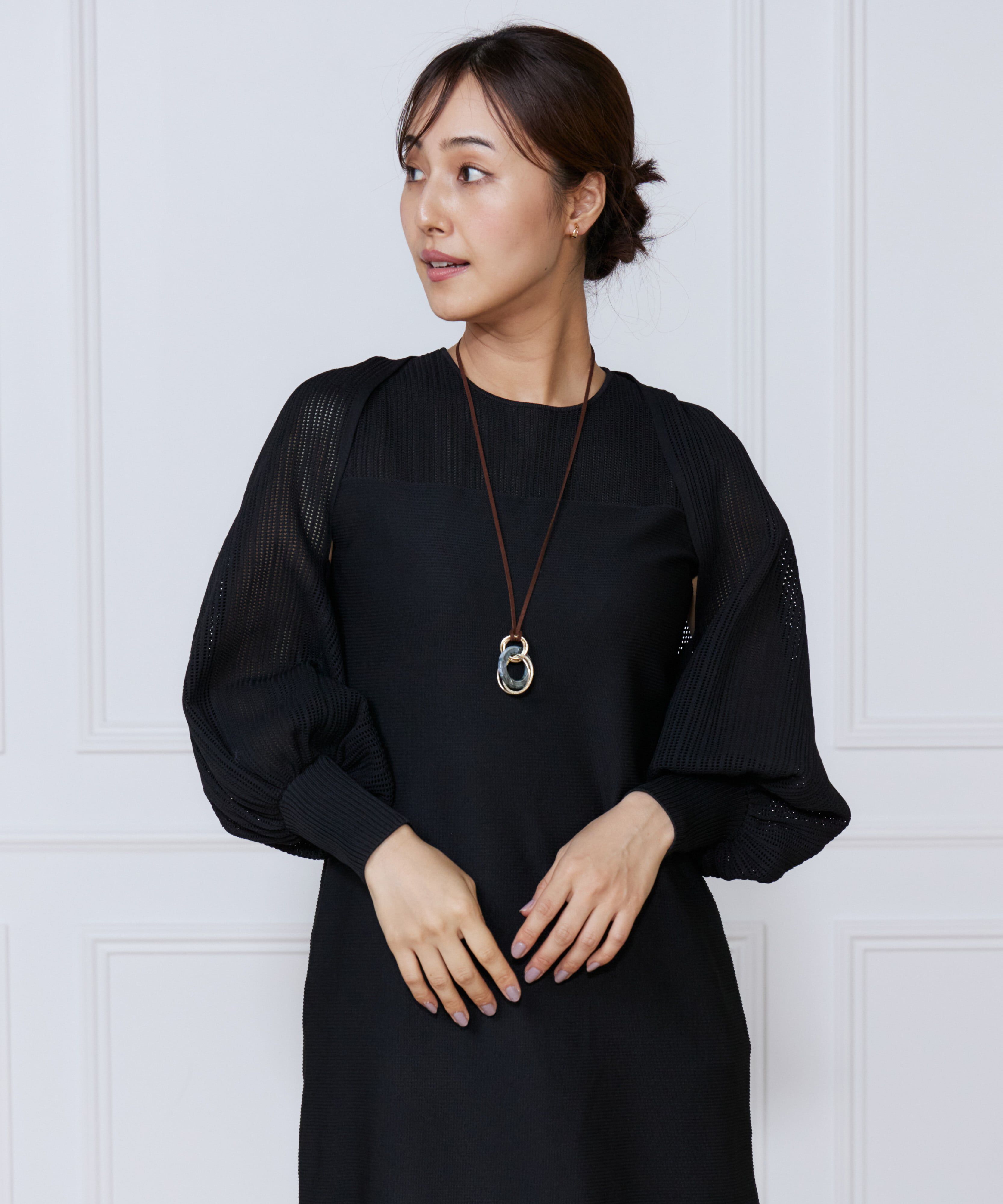 ef-de Black「ハートアイレットニットボレロ」|カーディガン|ブラック