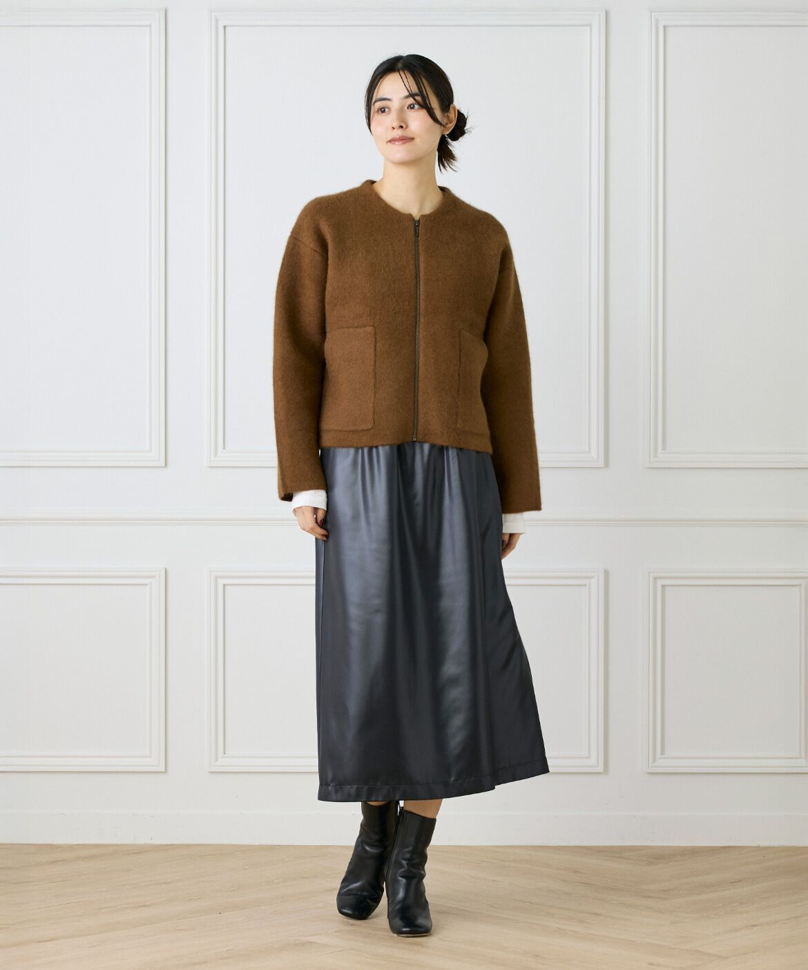 Le Souk「ラクーン接結編みニットブルゾン」|カーディガン|