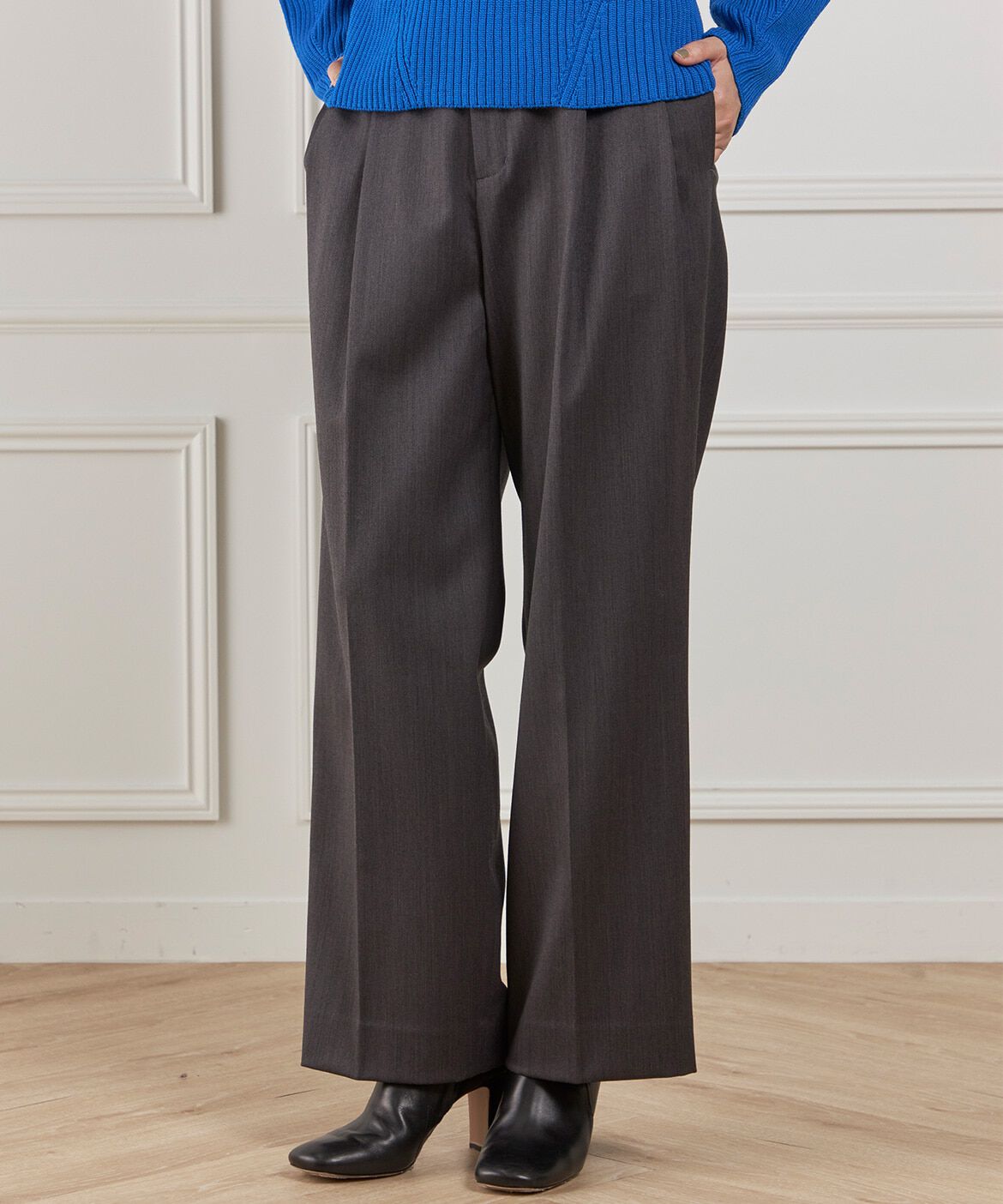 INED「ツータックセミワイドパンツ」|その他|チャコールグ 3