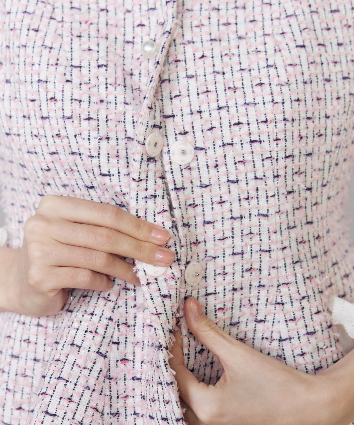 Maglie le cassetto「《大きいサイズ》フリンジツイードジレ《M Maglie le cassetto》」|ダウンベスト・ベスト|