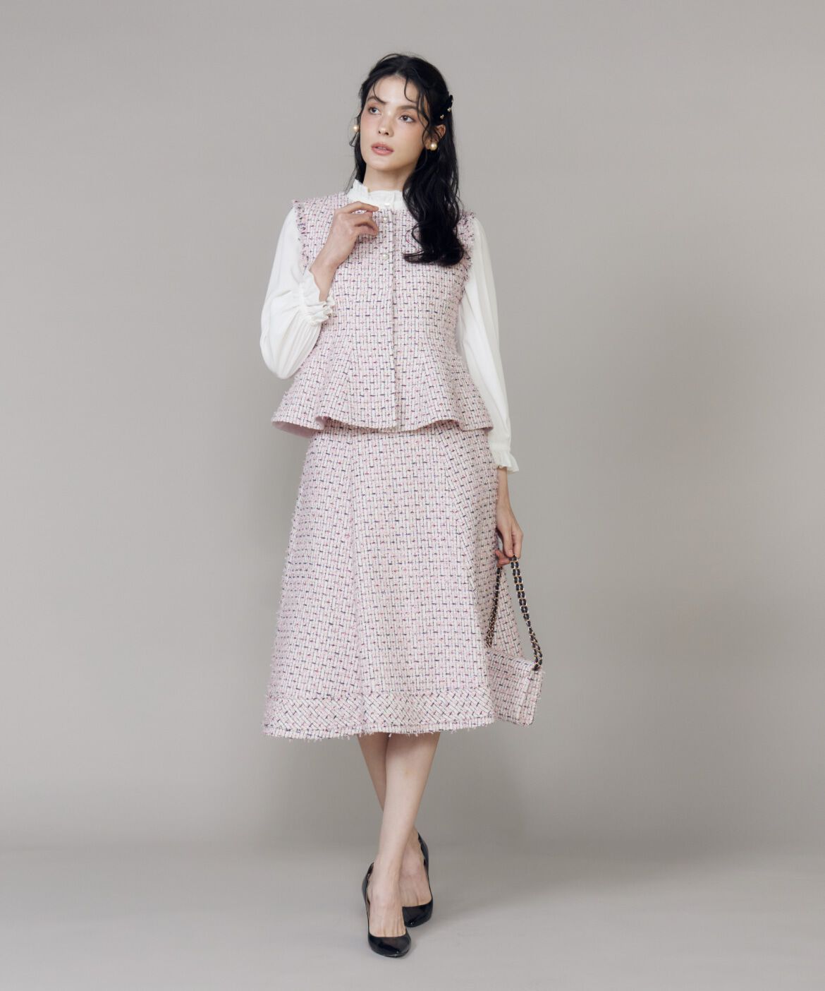 Maglie le cassetto「《大きいサイズ》フリンジツイードジレ《M Maglie le cassetto》」|ダウンベスト・ベスト|