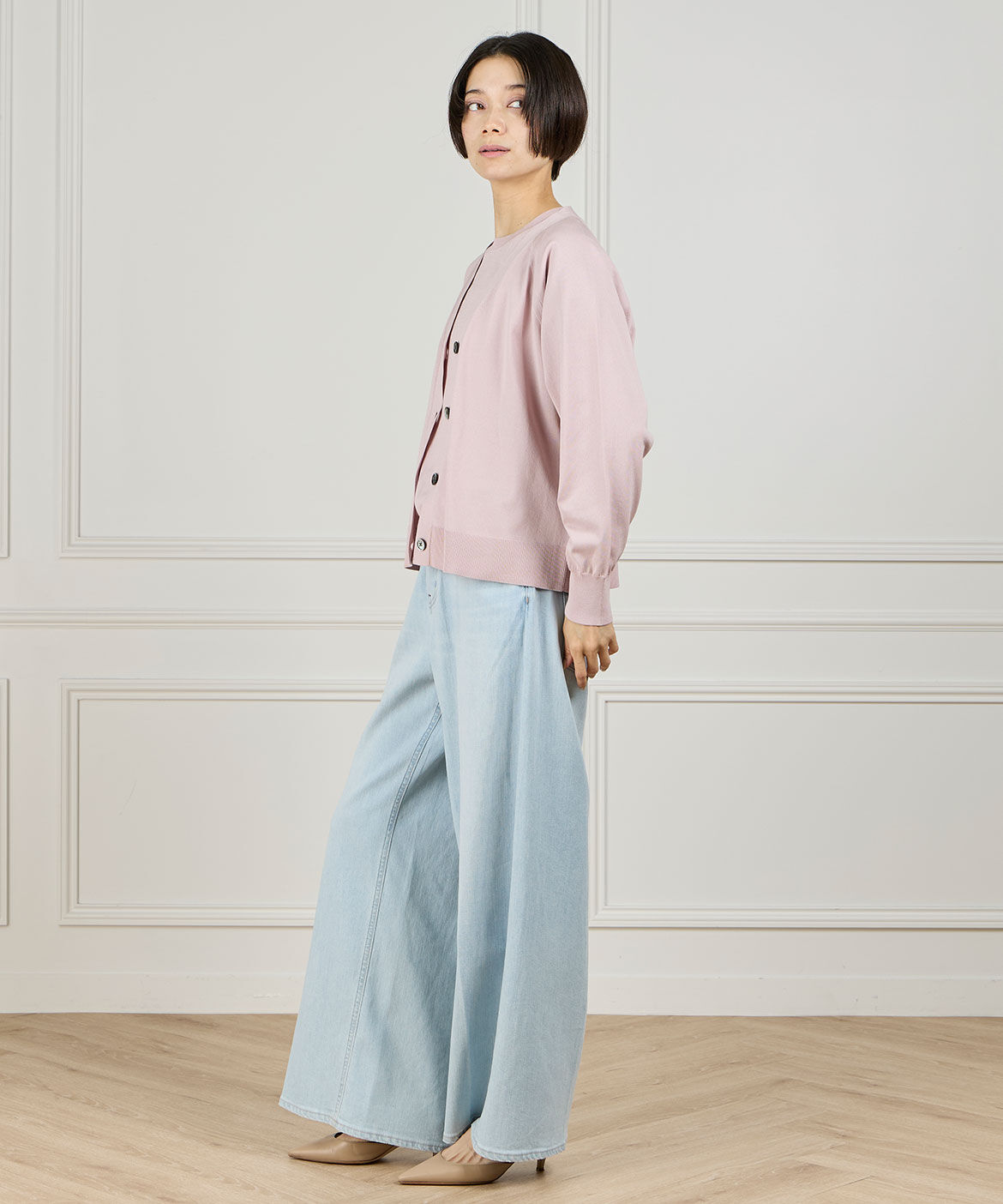 INED「《大きいサイズ》 Vネックカーディガン」|カーディガン|