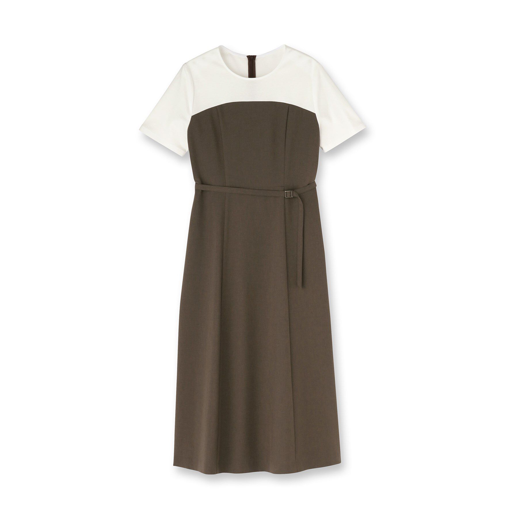 UNTITLED「【きれいめカジュアル/セミフレア】異素材ドッキングワンピース」|ワンピース|