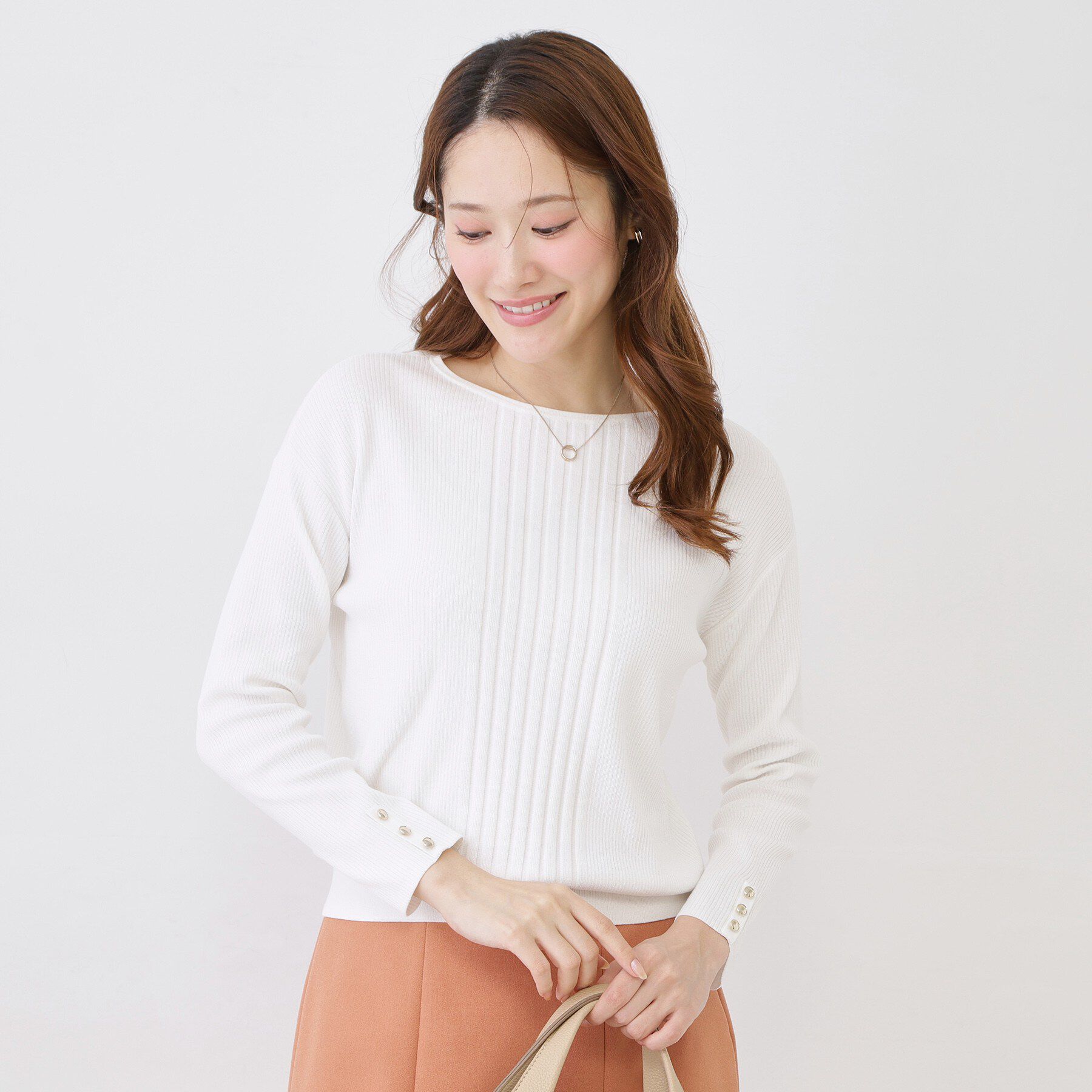 COUP DE CHANCE「【手洗い可／9分袖】リブ風ラインニット」|ニット・セーター|