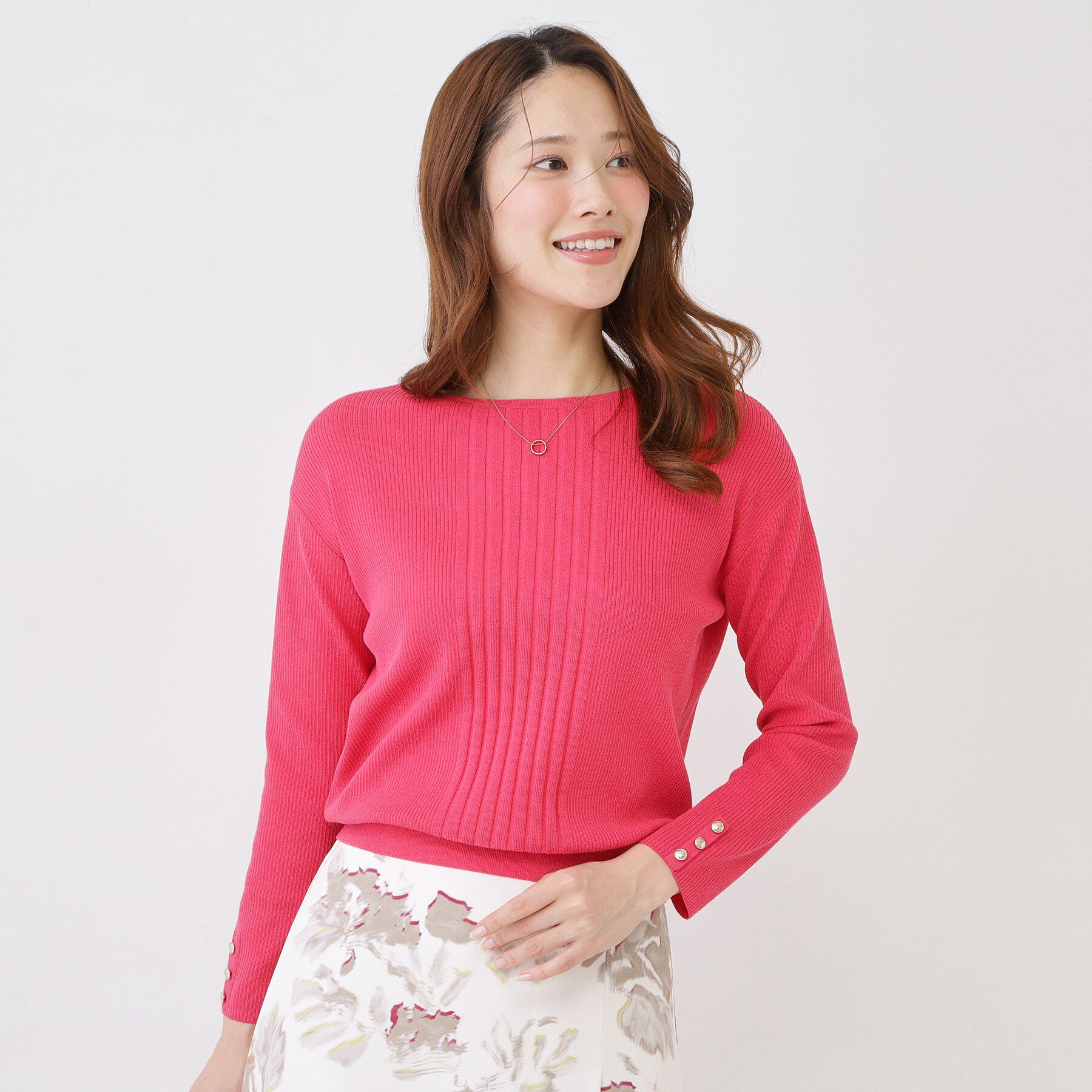 COUP DE CHANCE「【手洗い可／9分袖】リブ風ラインニット」|ニット・セーター|