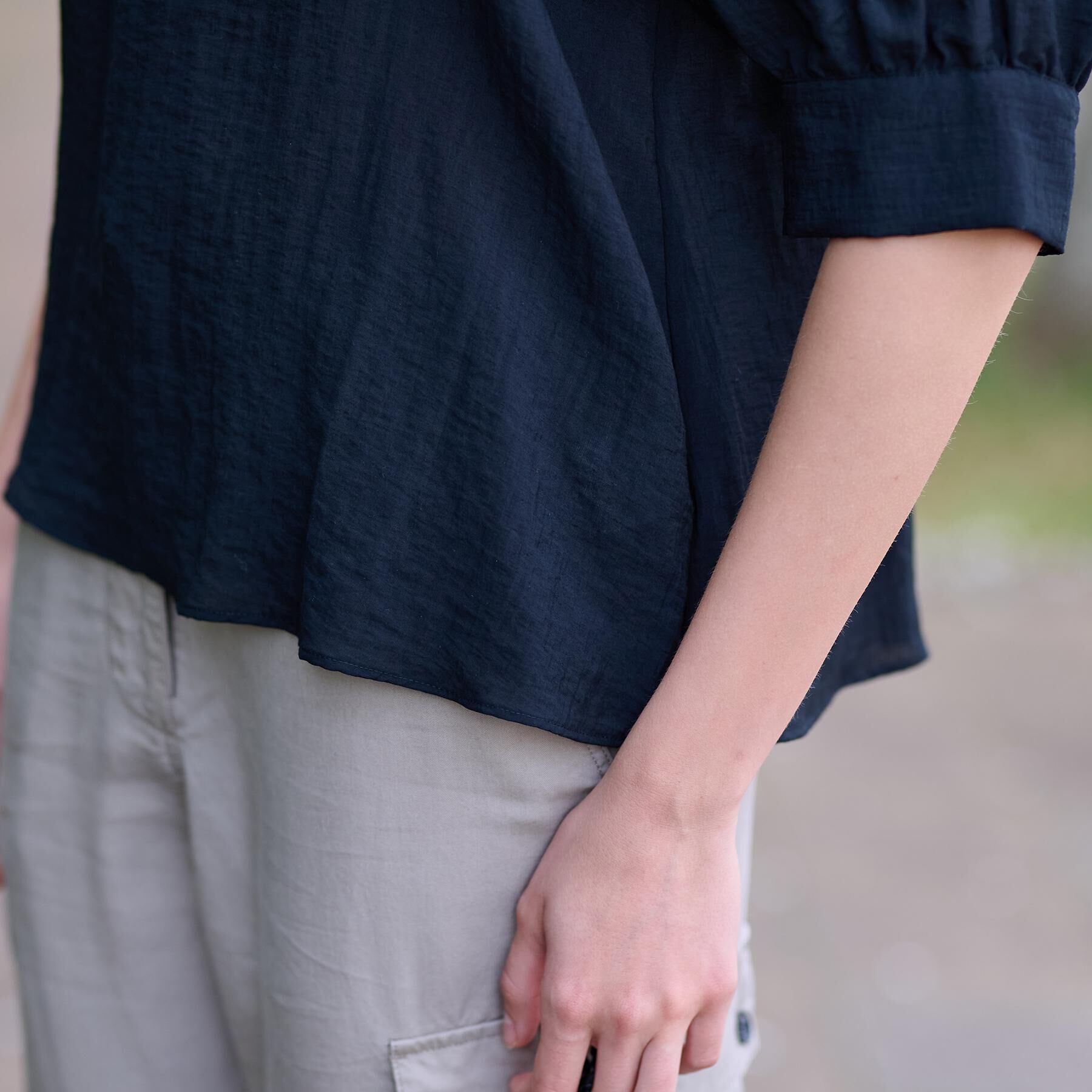 DRESSTERIOR「【洗える/清涼感】ボリュームスリーブバックジップブラウス」|シャツ・ブラウス|