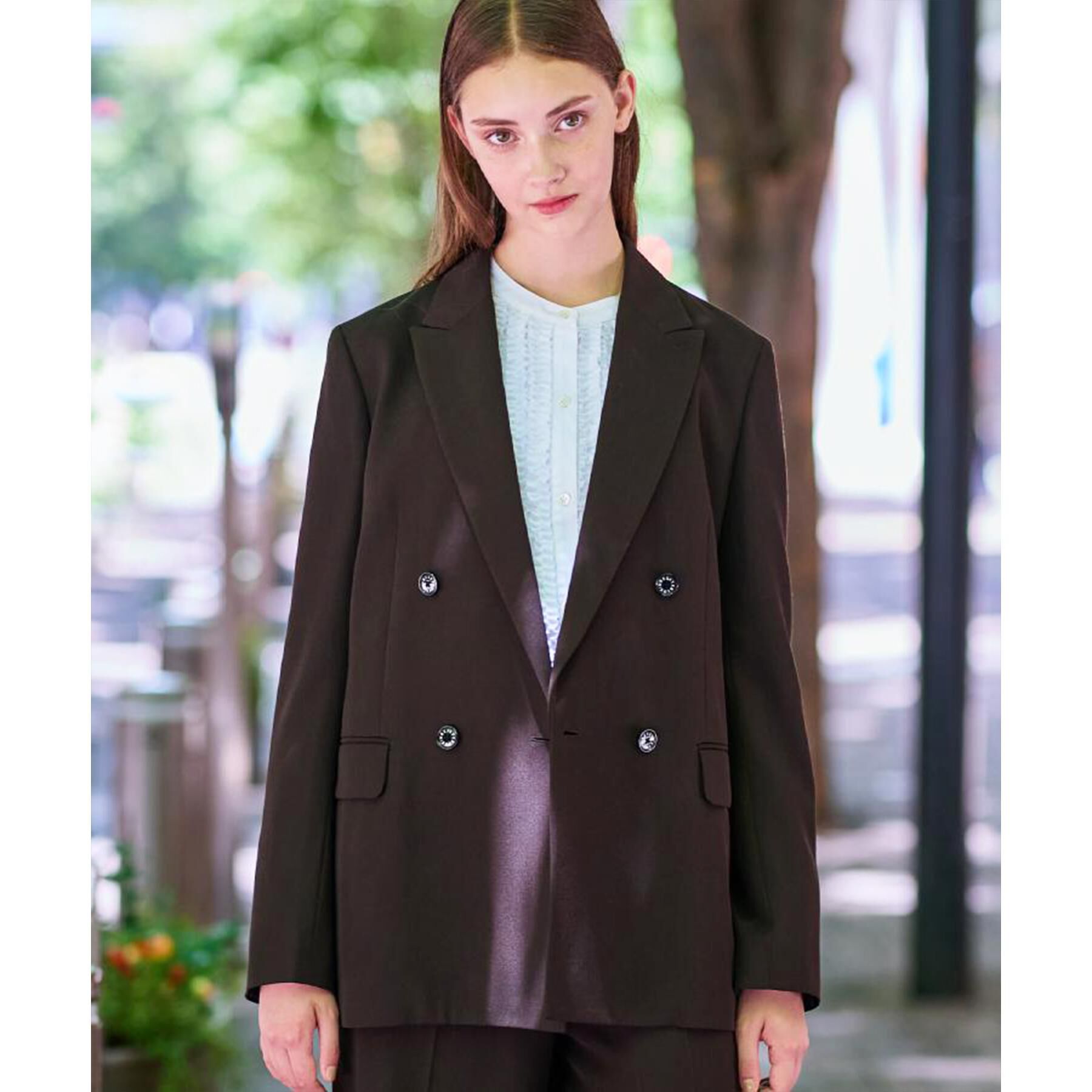 DRESSTERIOR「【セットアップ可/オンオフ】ウールビスコースカルゼジャケット」|テーラードジャケット|ブラウン(044)