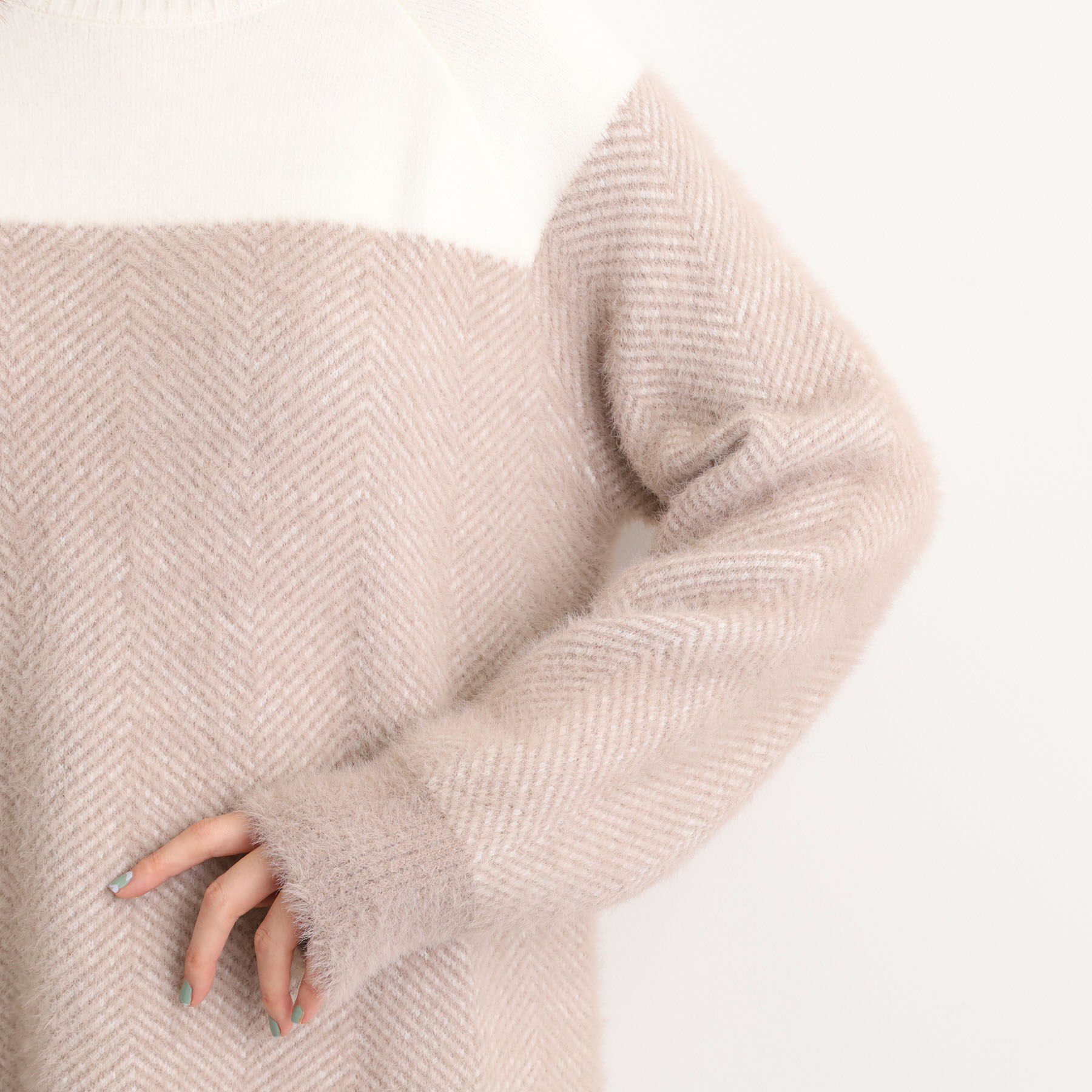 grove「ヘリンボーンジャカードチュニック」|ニット・セーター|