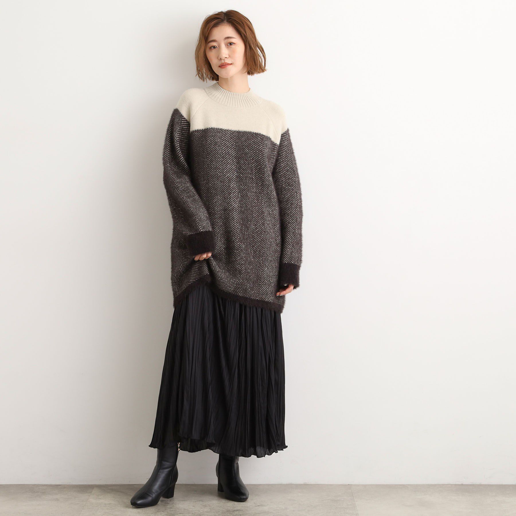 grove「ヘリンボーンジャカードチュニック」|ニット・セーター|