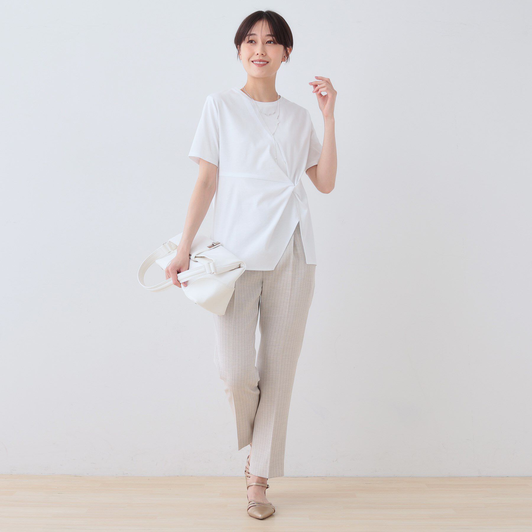 INDIVI「【洗える】ねじりデザインTシャツ」|Tシャツ・カットソー|