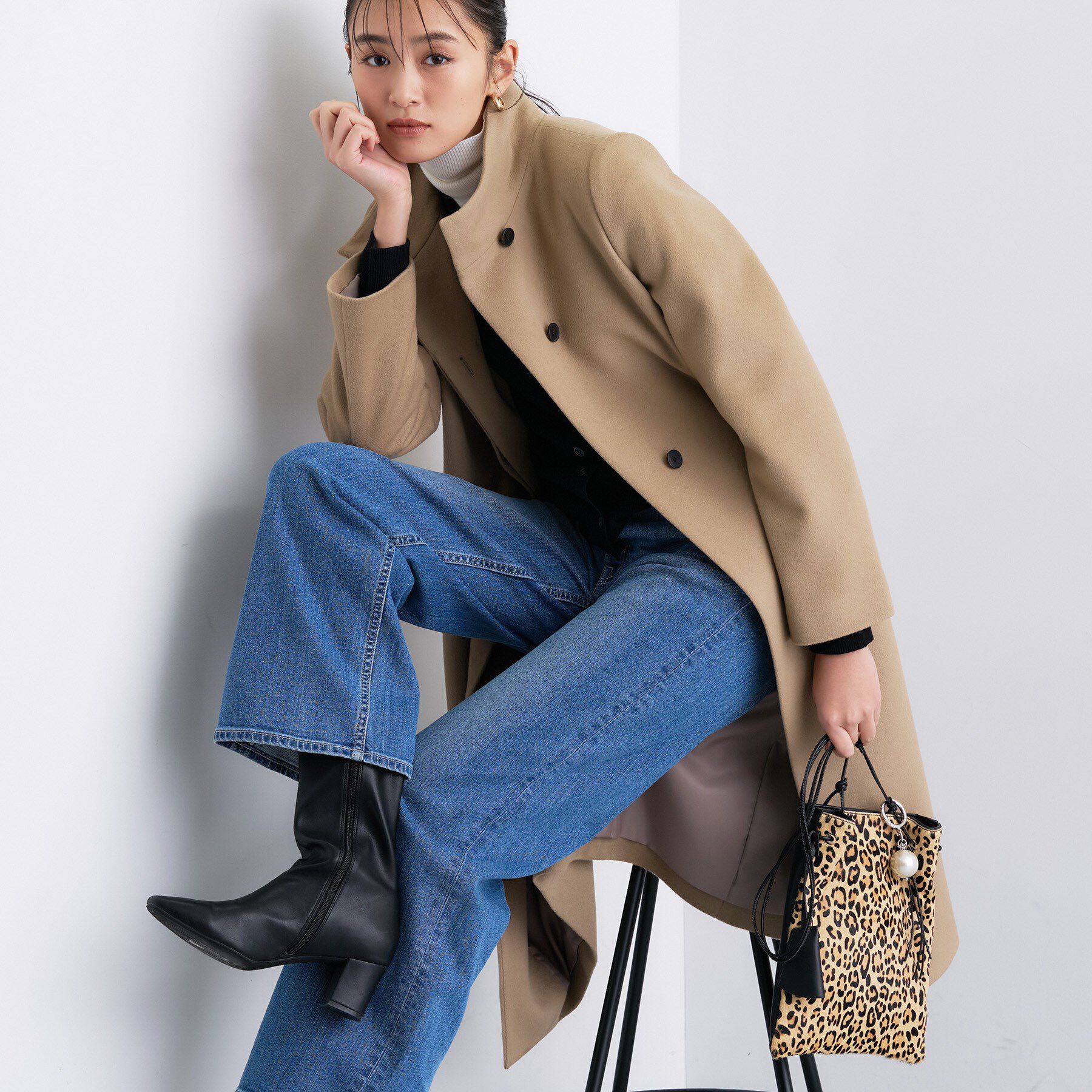 INDIVI「【名品コート／日本製】ウール100％スタンドカラーロングコート」|その他|キャメルブラウン(0