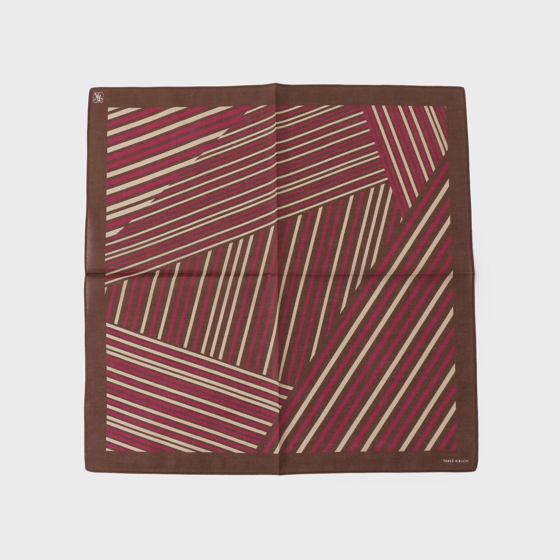 TAKEO KIKUCHI「柄切り替えプリントハンカチ」|ハンカチ|ブラウン(343)