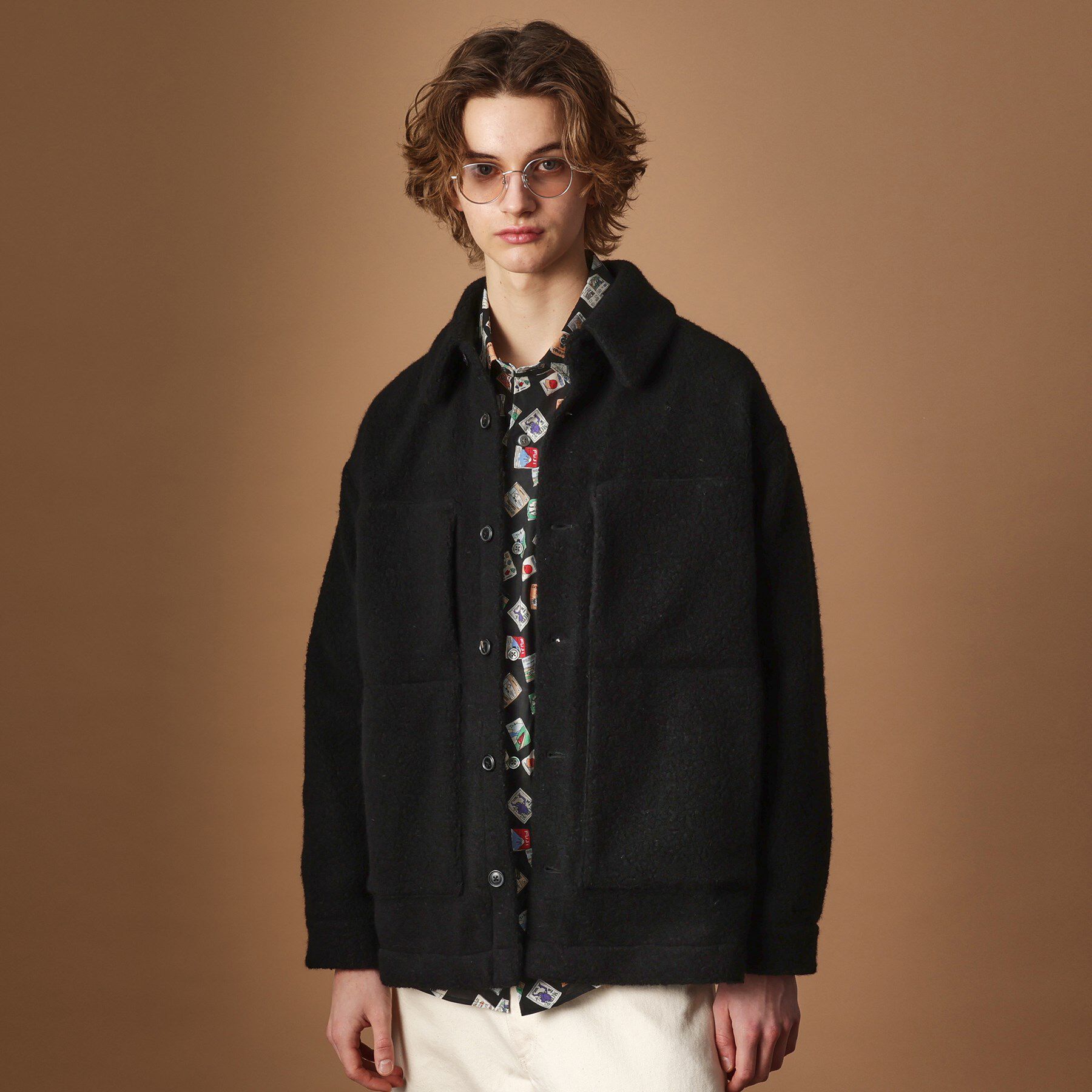 40CARATS&525「ウール混パイルボア4パッチシャツ」|ブルゾン・スタジャン|