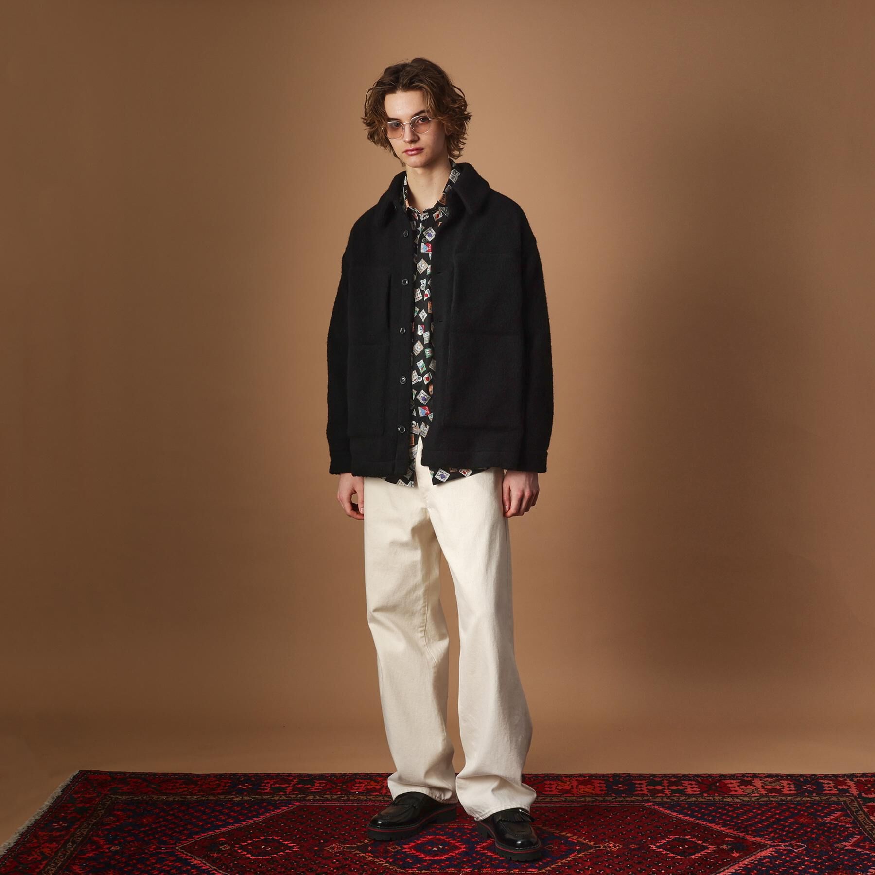 40CARATS&525「ウール混パイルボア4パッチシャツ」|ブルゾン・スタジャン|