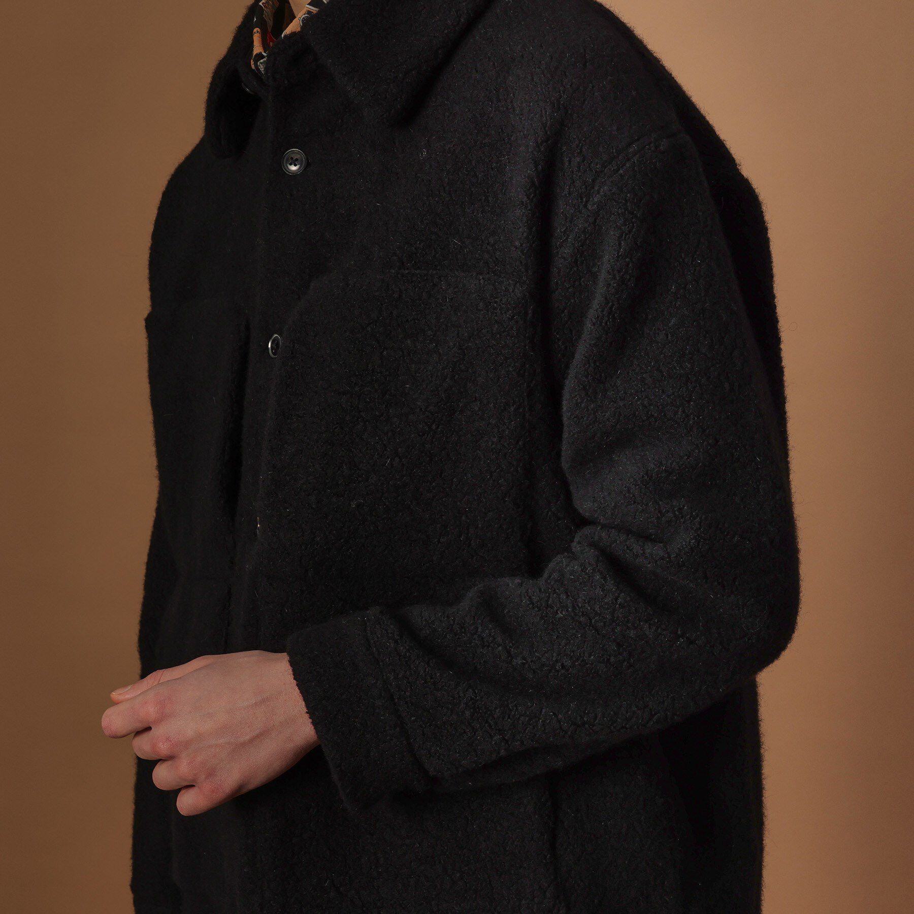 40CARATS&525「ウール混パイルボア4パッチシャツ」|ブルゾン・スタジャン|