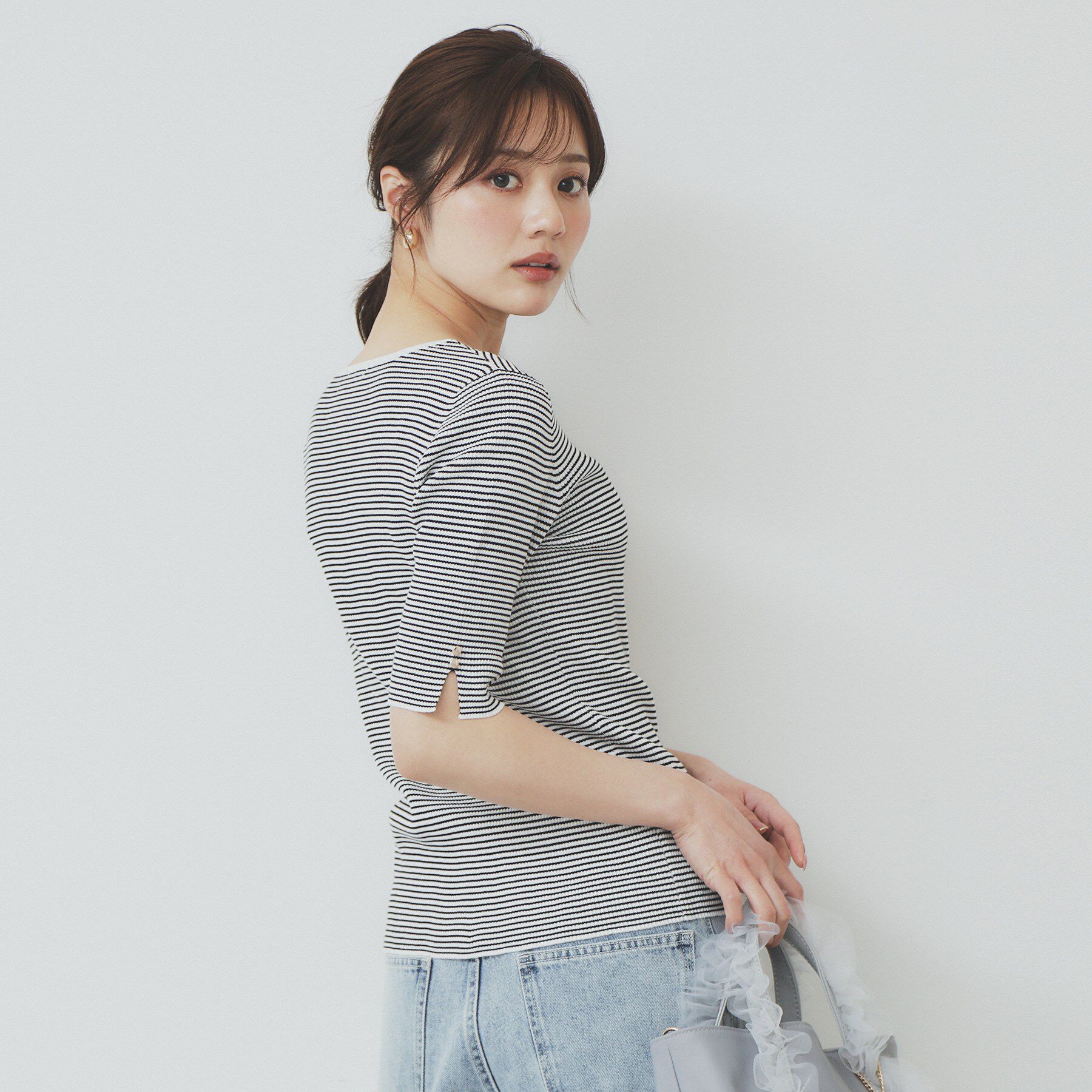 index「《5色展開》Vネックリブニット【洗濯機洗い可】」|ニット・セーター|