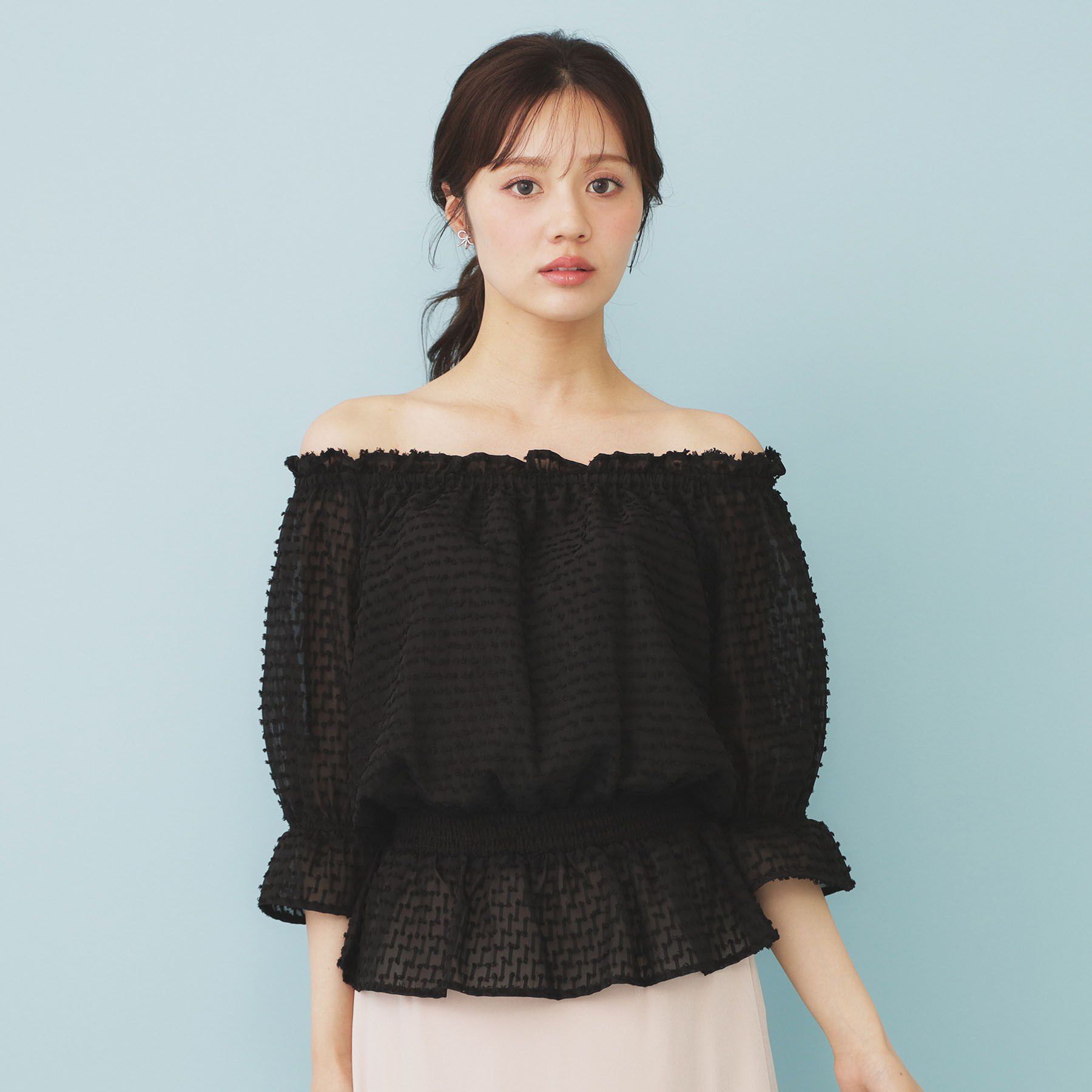 index「2WAY カットジャカードブラウス【洗濯機洗い可/防シワ】」|シャツ・ブラウス|ブラック(019)