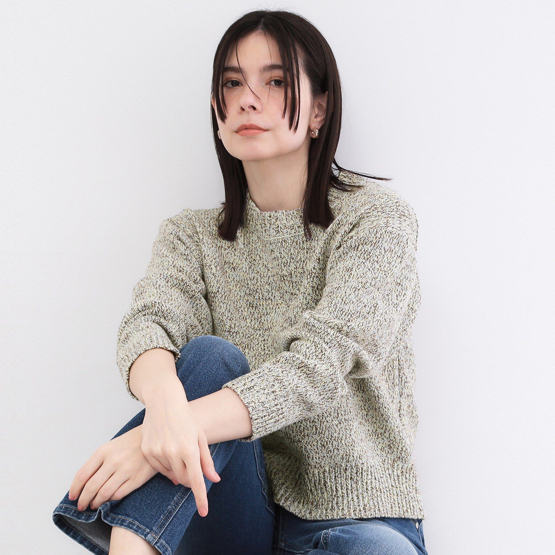 OPAQUE.CLIP「カラーMIXニット【洗濯機OK】」|ニット・セーター|イエロー(432)