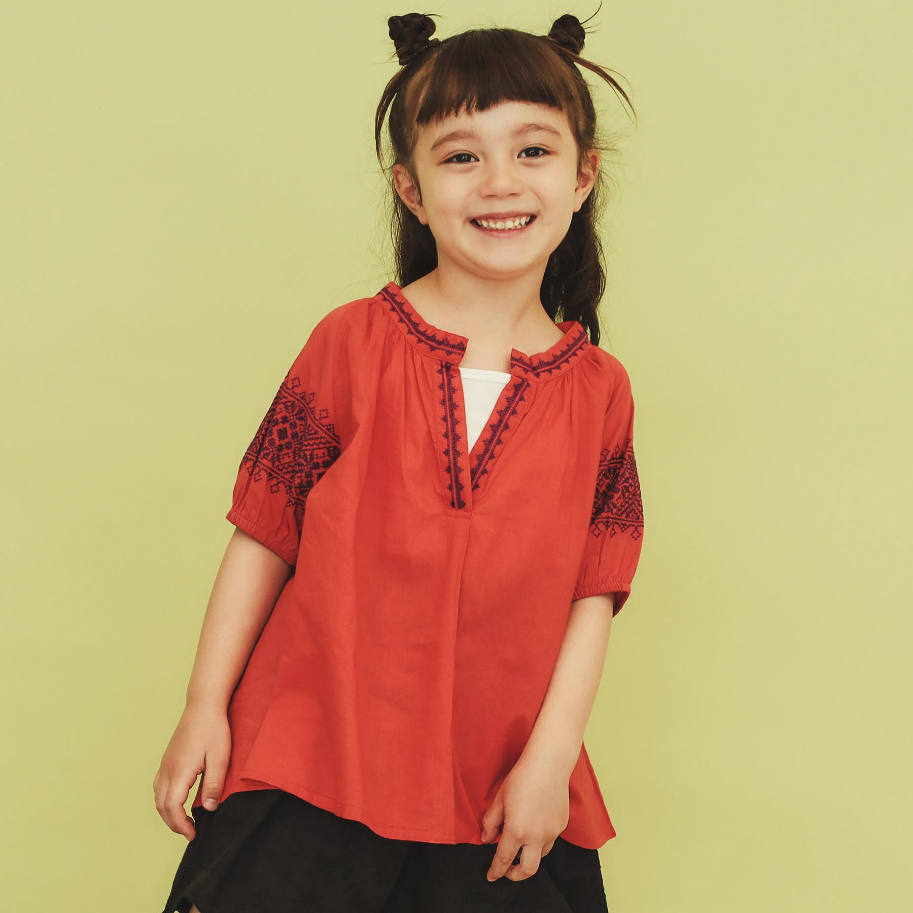 THE SHOP TK「【120-150】刺繍チュニックブラウス」|チュニック|オレンジ(067)