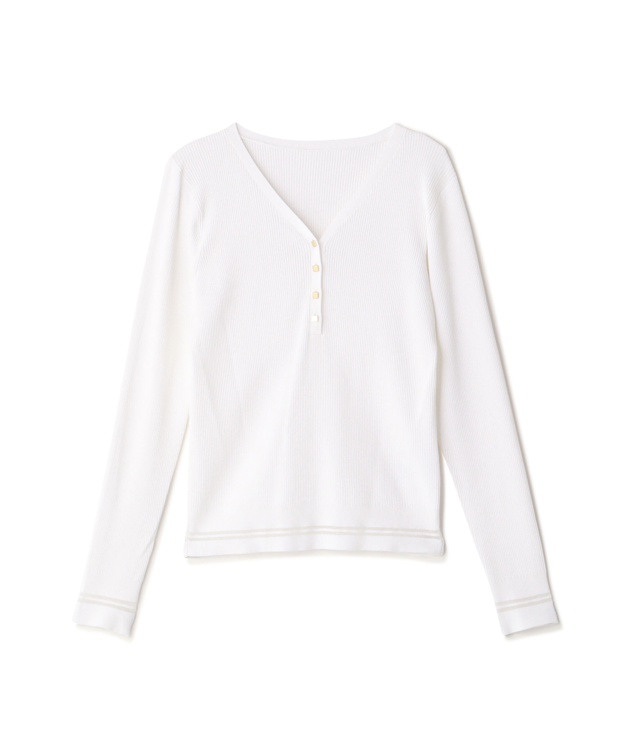  「メタルボタンシアーラインニット」|ニット・セーター|