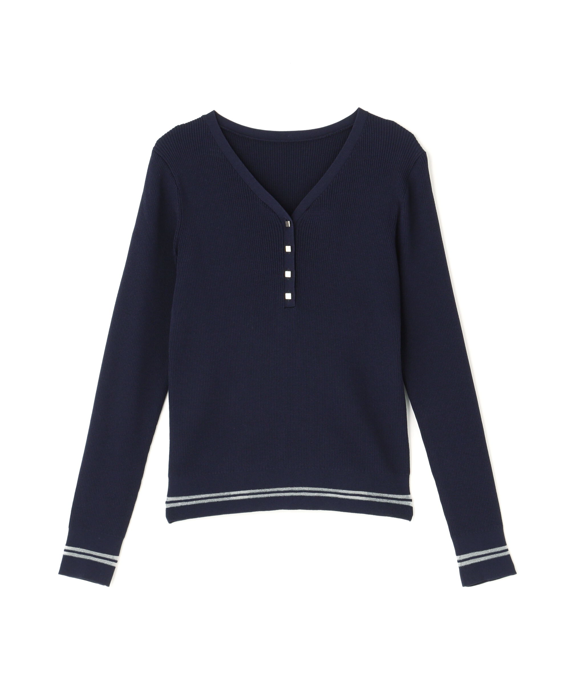  「メタルボタンシアーラインニット」|ニット・セーター|