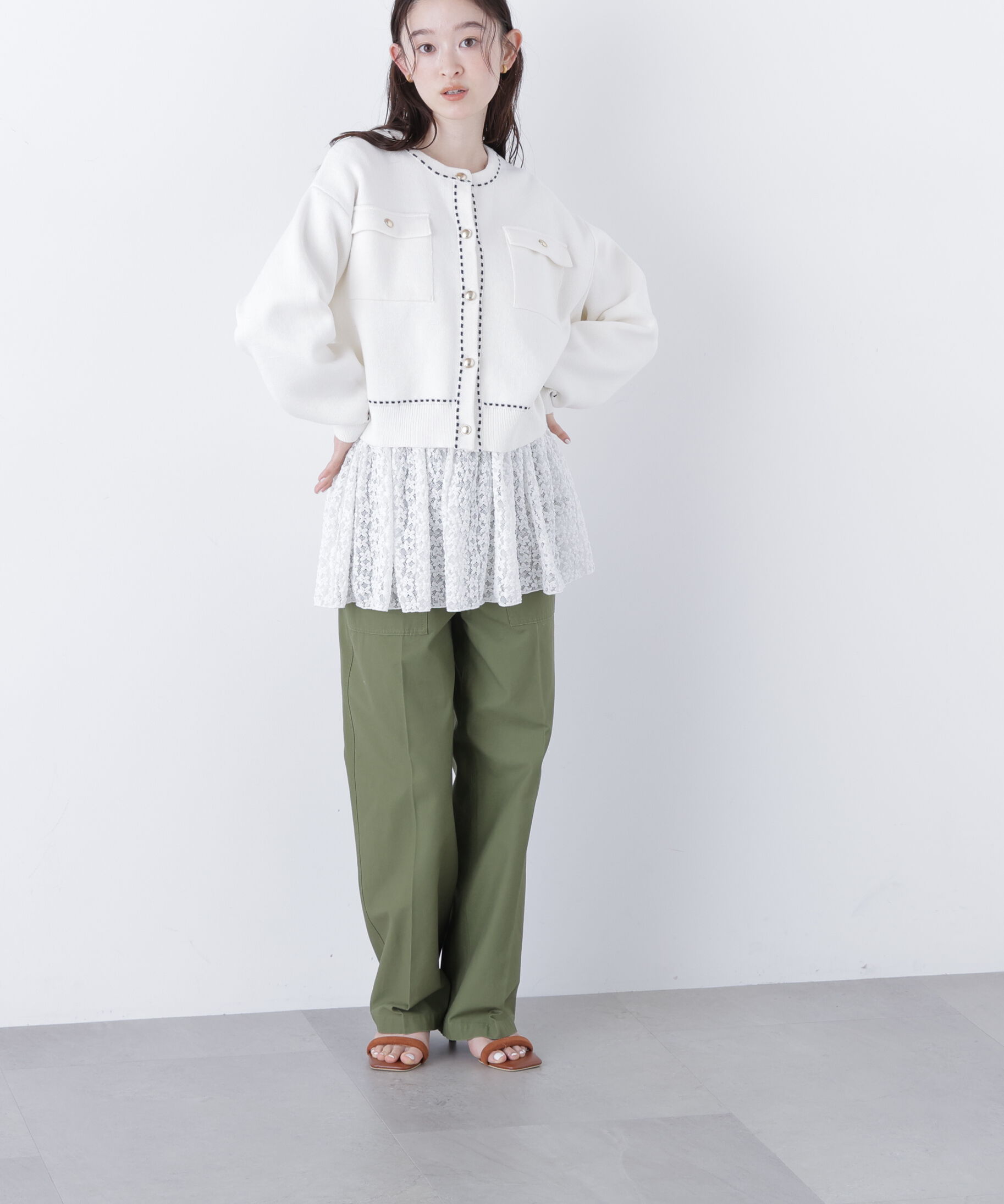  「〈N.〉ステッチニットジャケット」|ニット・セーター|