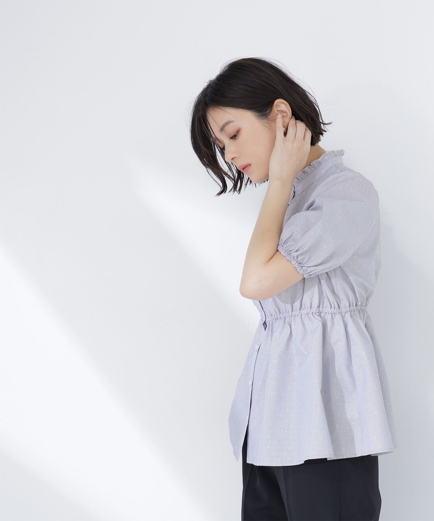  「ストライプドビードットブラウス」|シャツ・ブラウス|