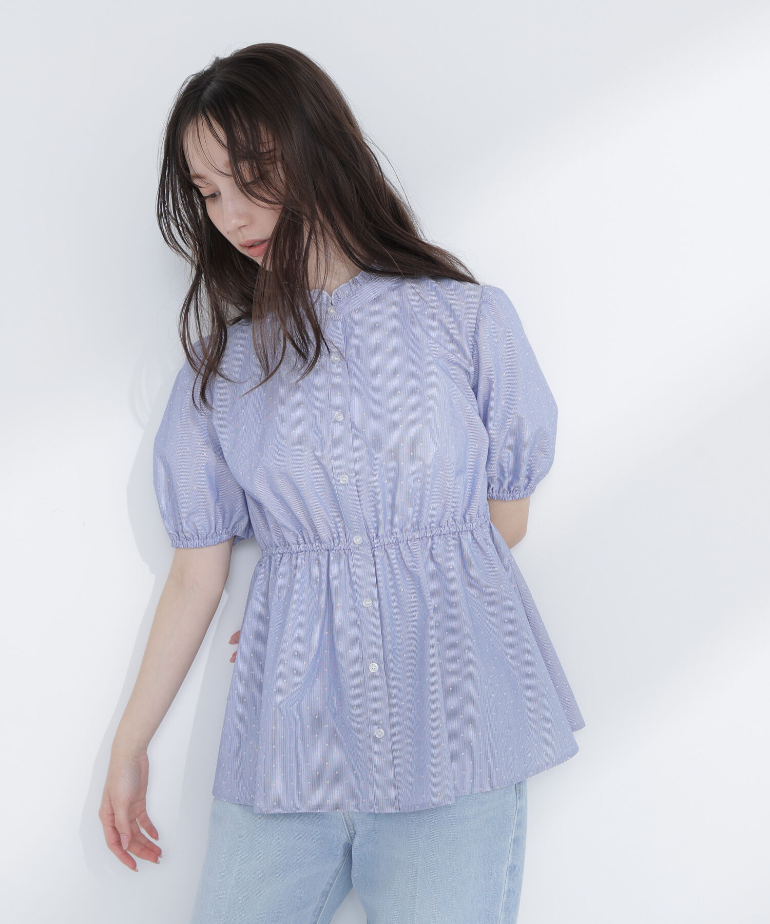  「ストライプドビードットブラウス」|シャツ・ブラウス|