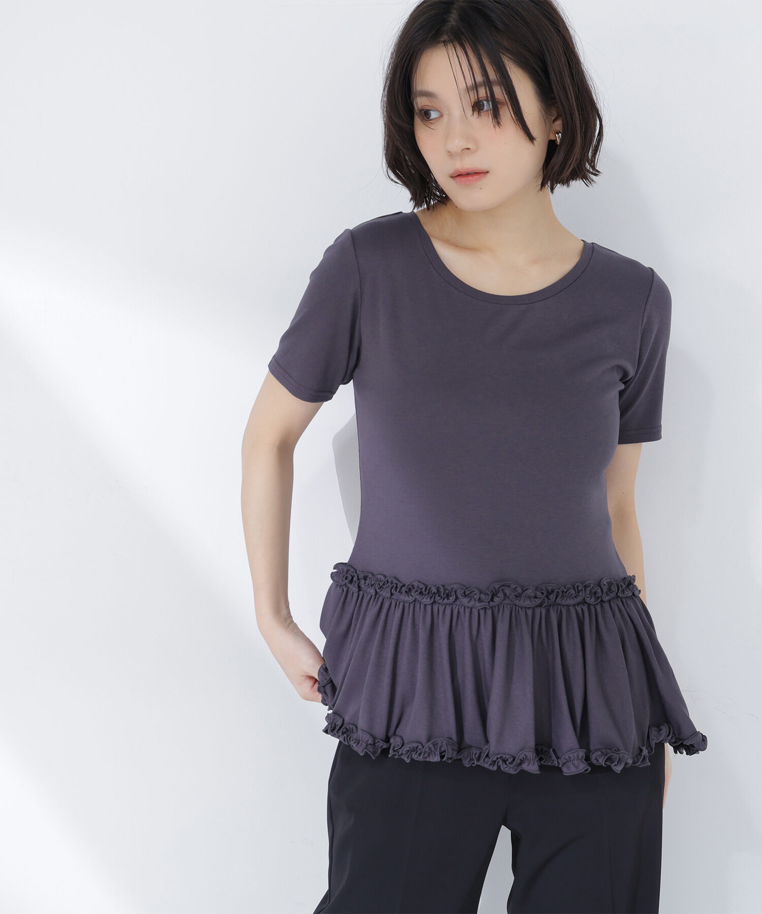  「ヘムフリルカットソー」|Tシャツ・カットソー|