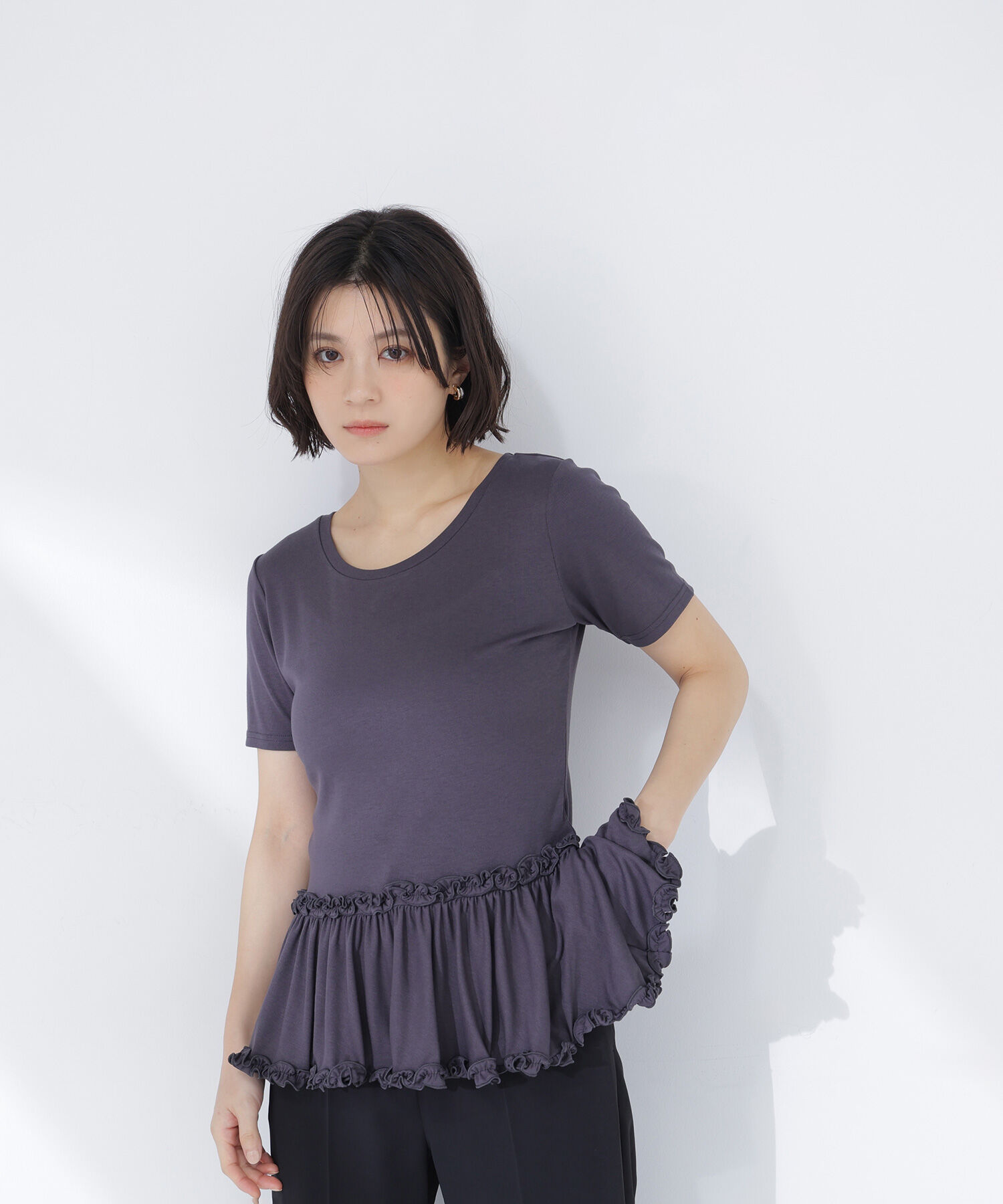  「ヘムフリルカットソー」|Tシャツ・カットソー|