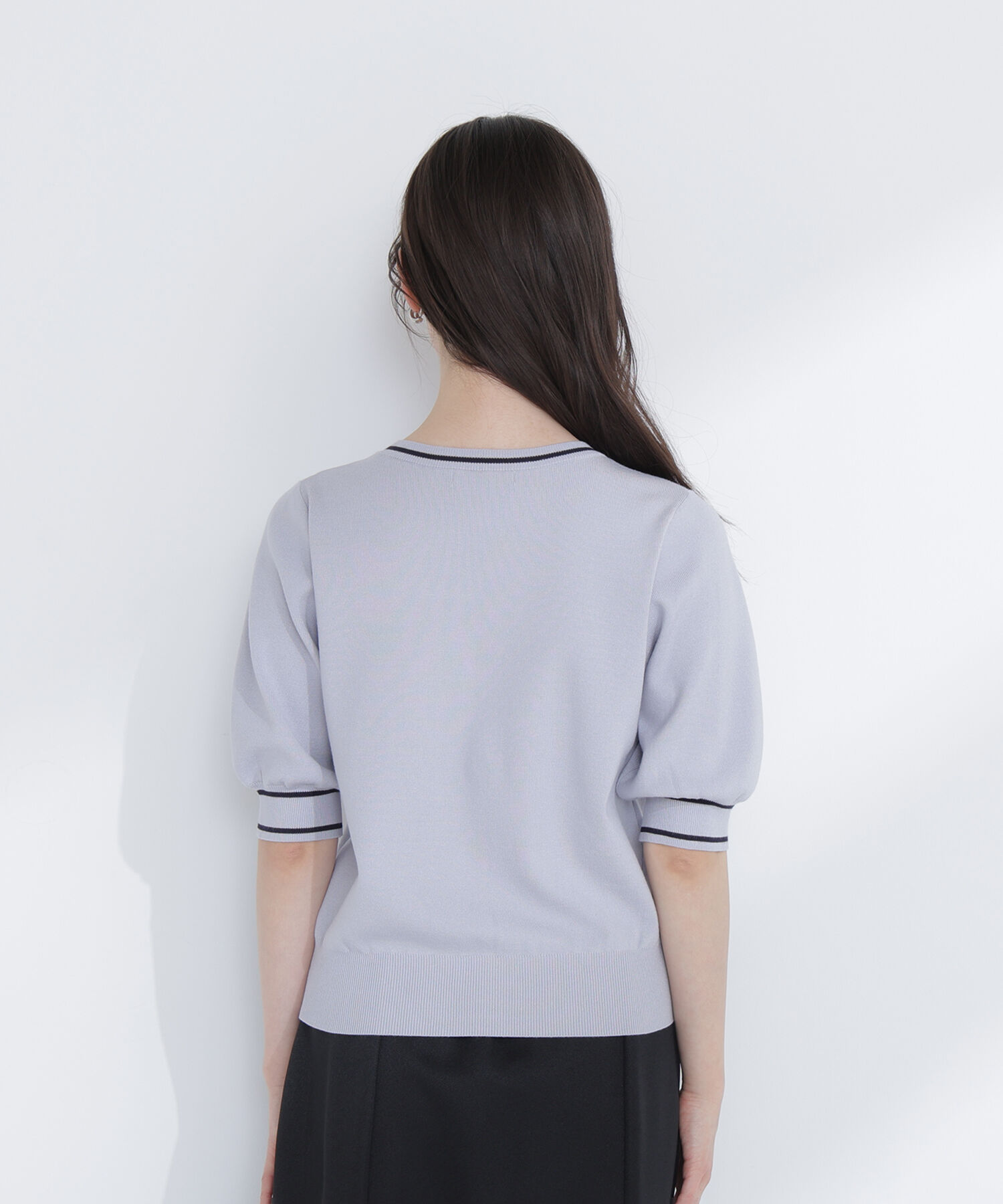  「総針ベーシック バイカラーラインニット」|ニット・セーター|