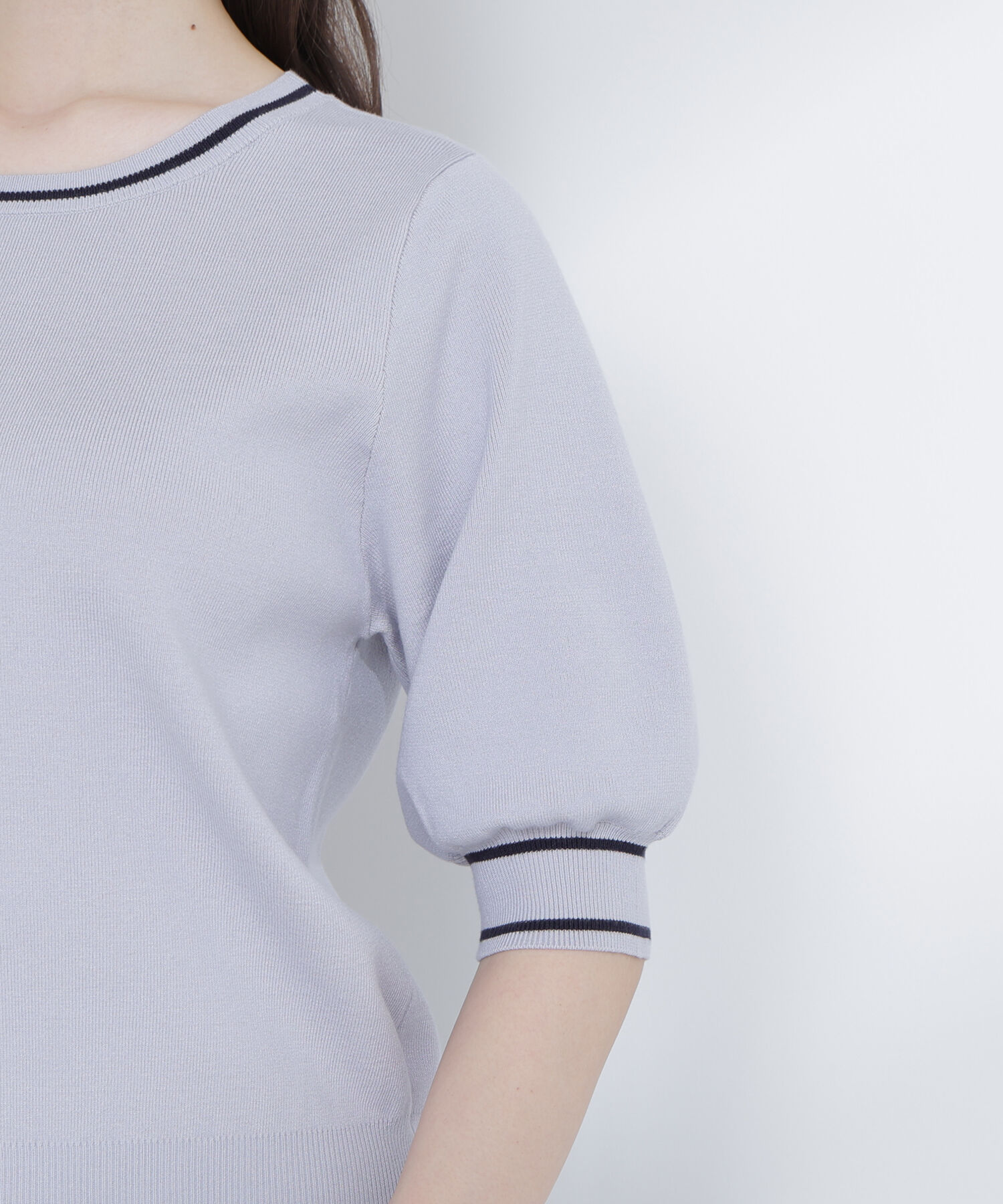  「総針ベーシック バイカラーラインニット」|ニット・セーター|