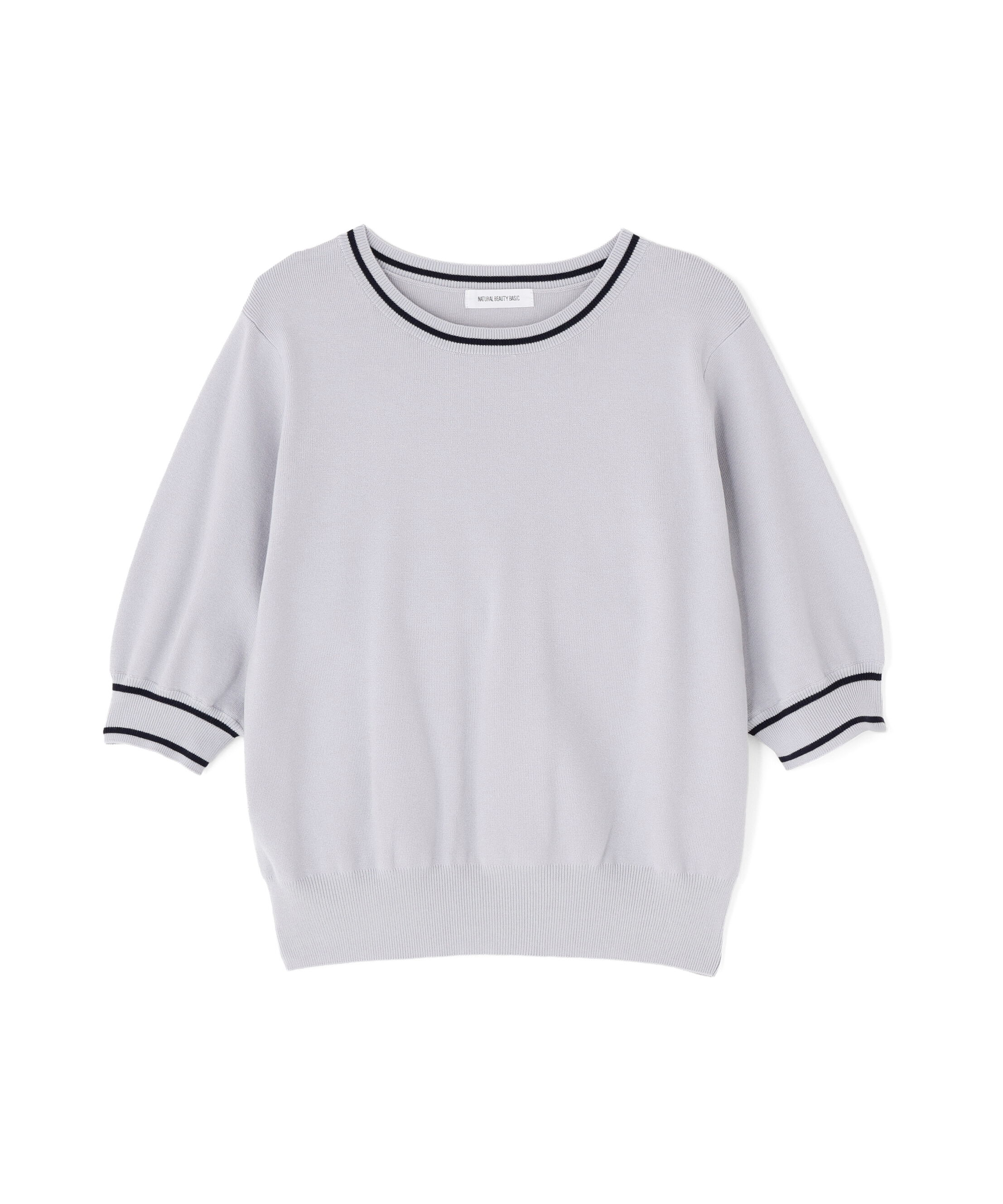  「総針ベーシック バイカラーラインニット」|ニット・セーター|