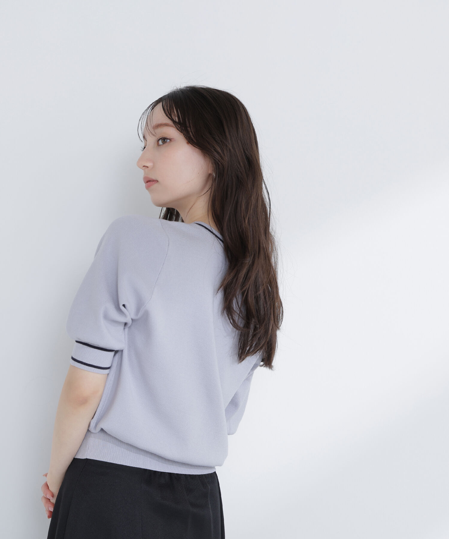  「総針ベーシック バイカラーラインニット」|ニット・セーター|