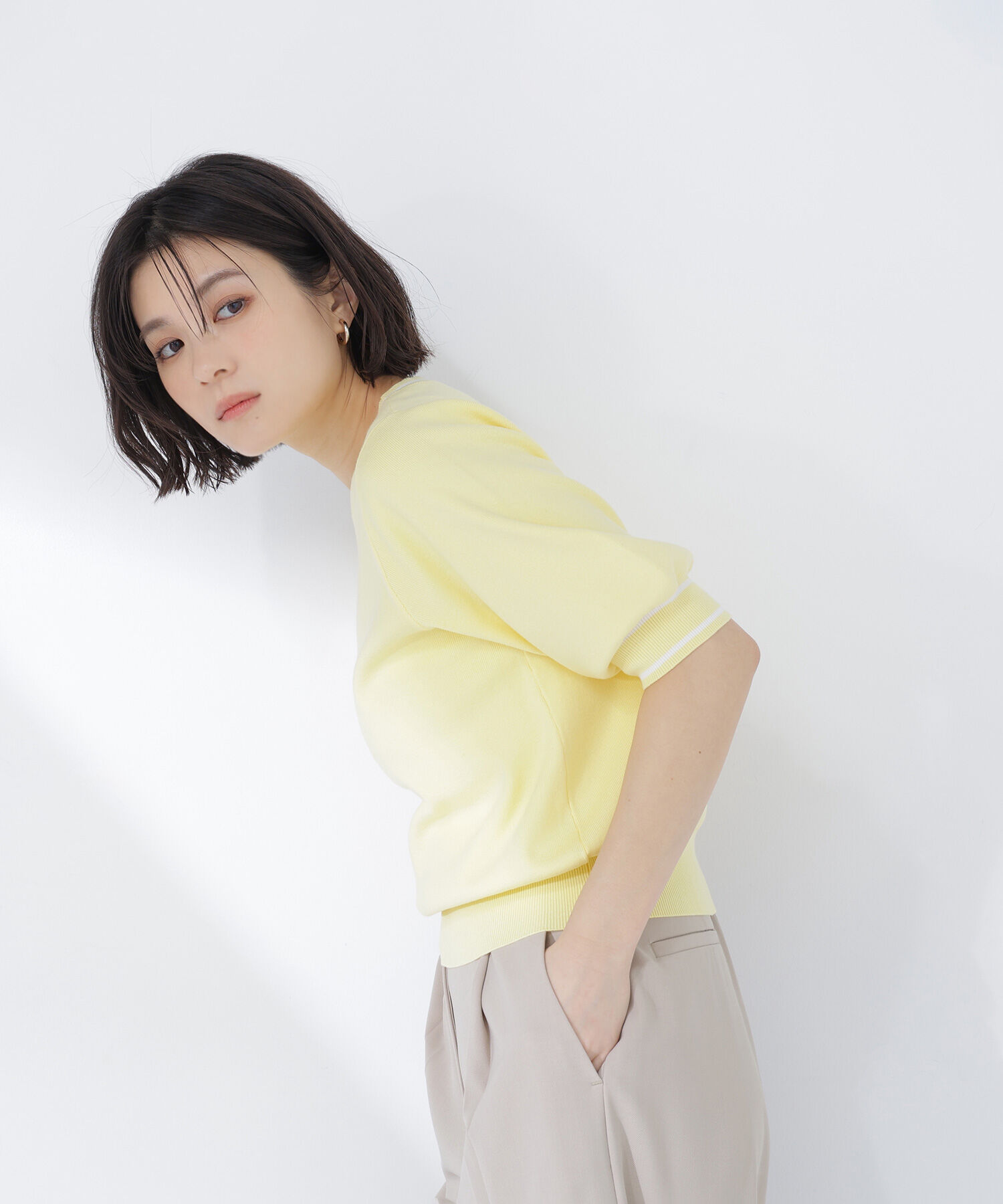  「総針ベーシック バイカラーラインニット」|ニット・セーター|