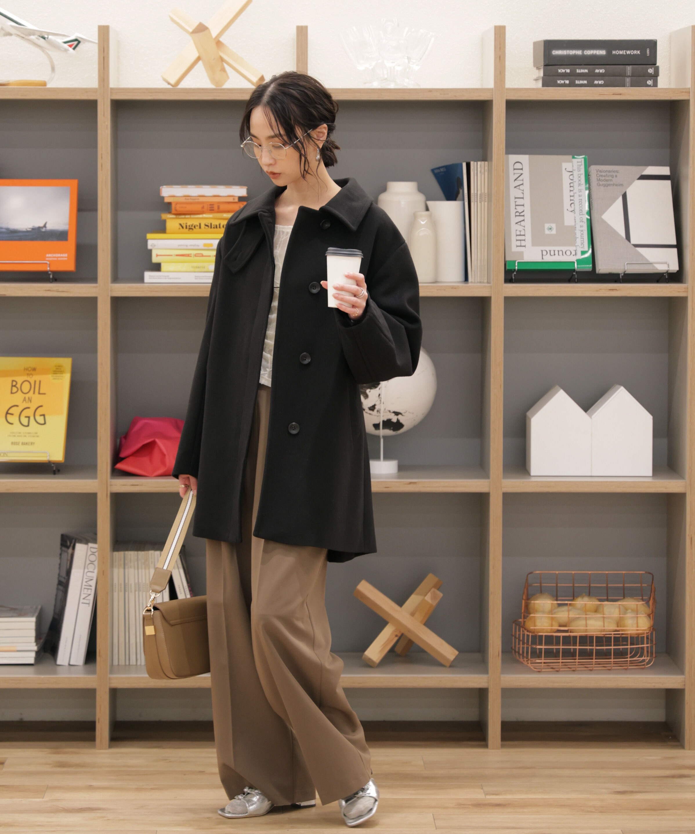  「スタンドカラーミドル丈ツイードコート」|その他|