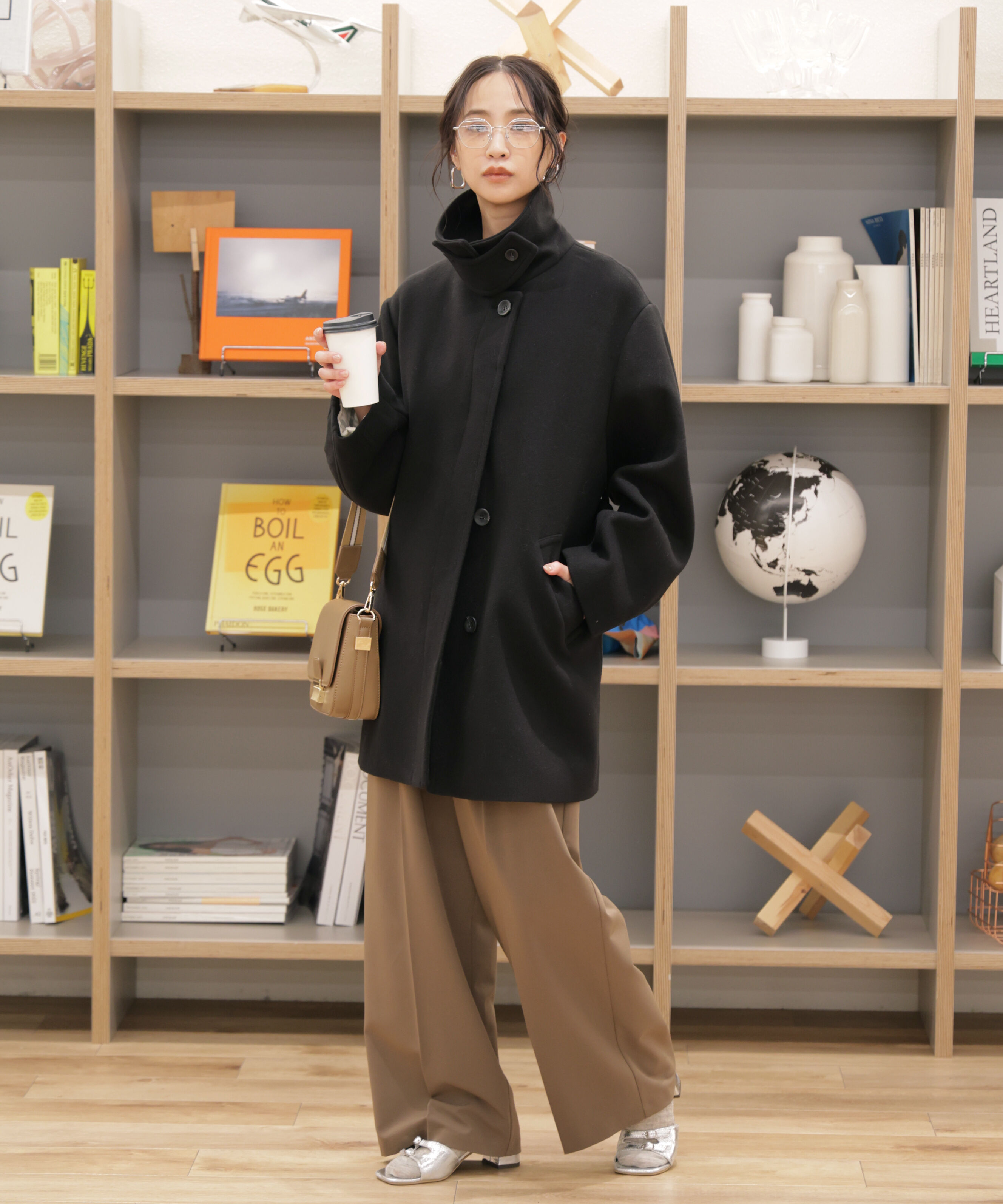  「スタンドカラーミドル丈ツイードコート」|その他|