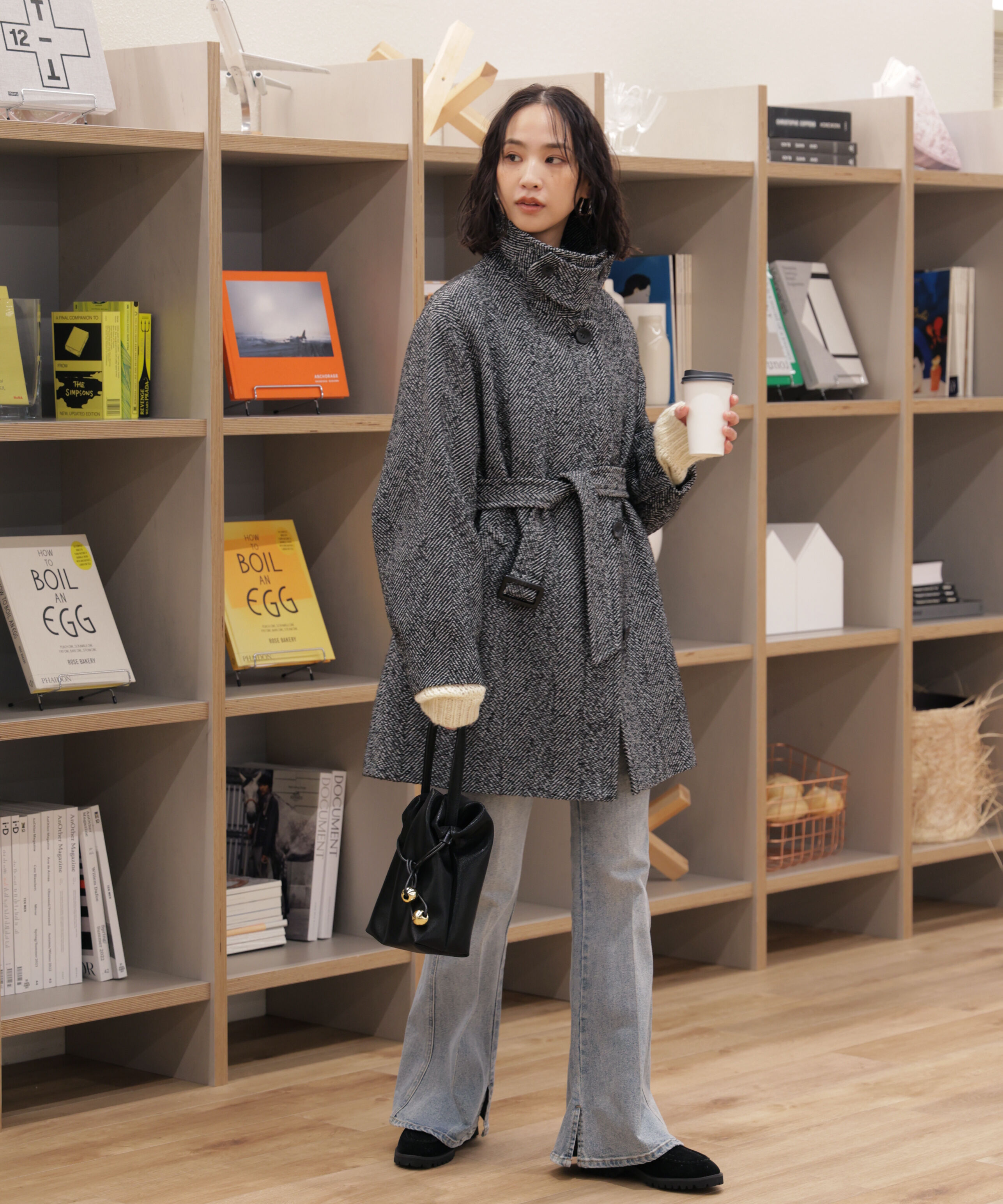  「スタンドカラーミドル丈ツイードコート」|その他|