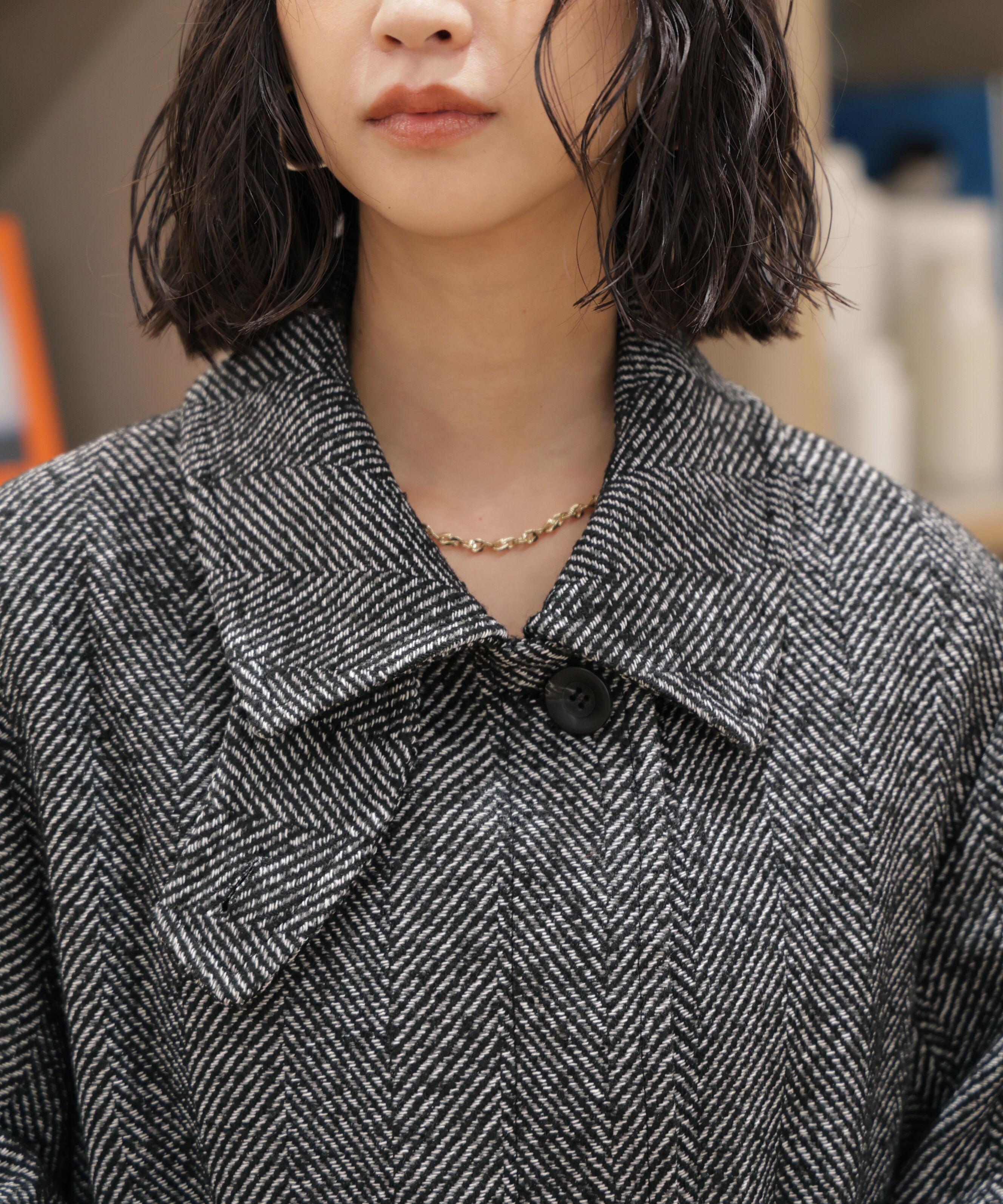  「スタンドカラーミドル丈ツイードコート」|その他|