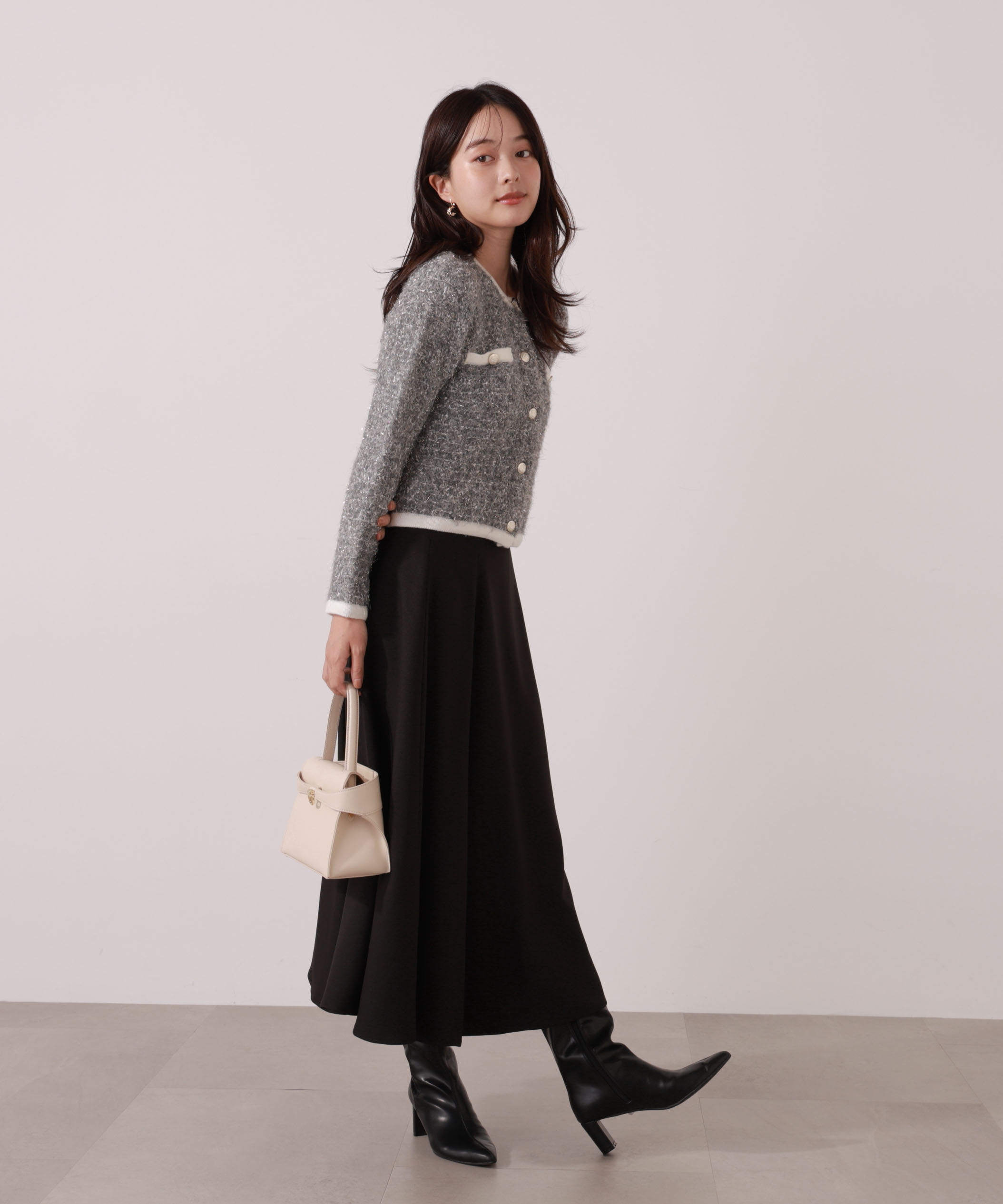 PROPORTION BODY DRESSING「ファンシーツイード風ニットカーディガン 25AW」|カーディガン|